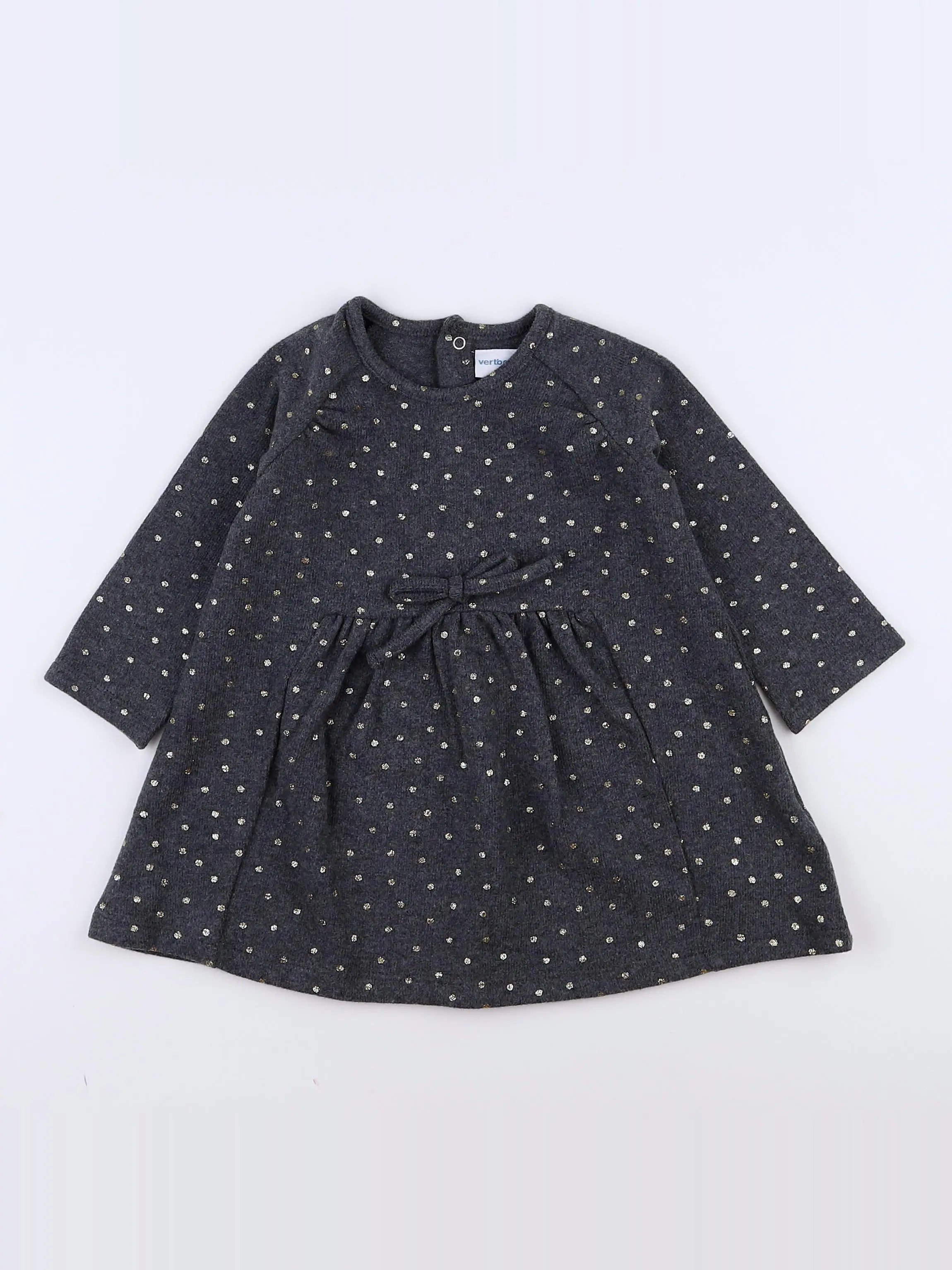 Vertbaudet - robe gris, or - 12 mois