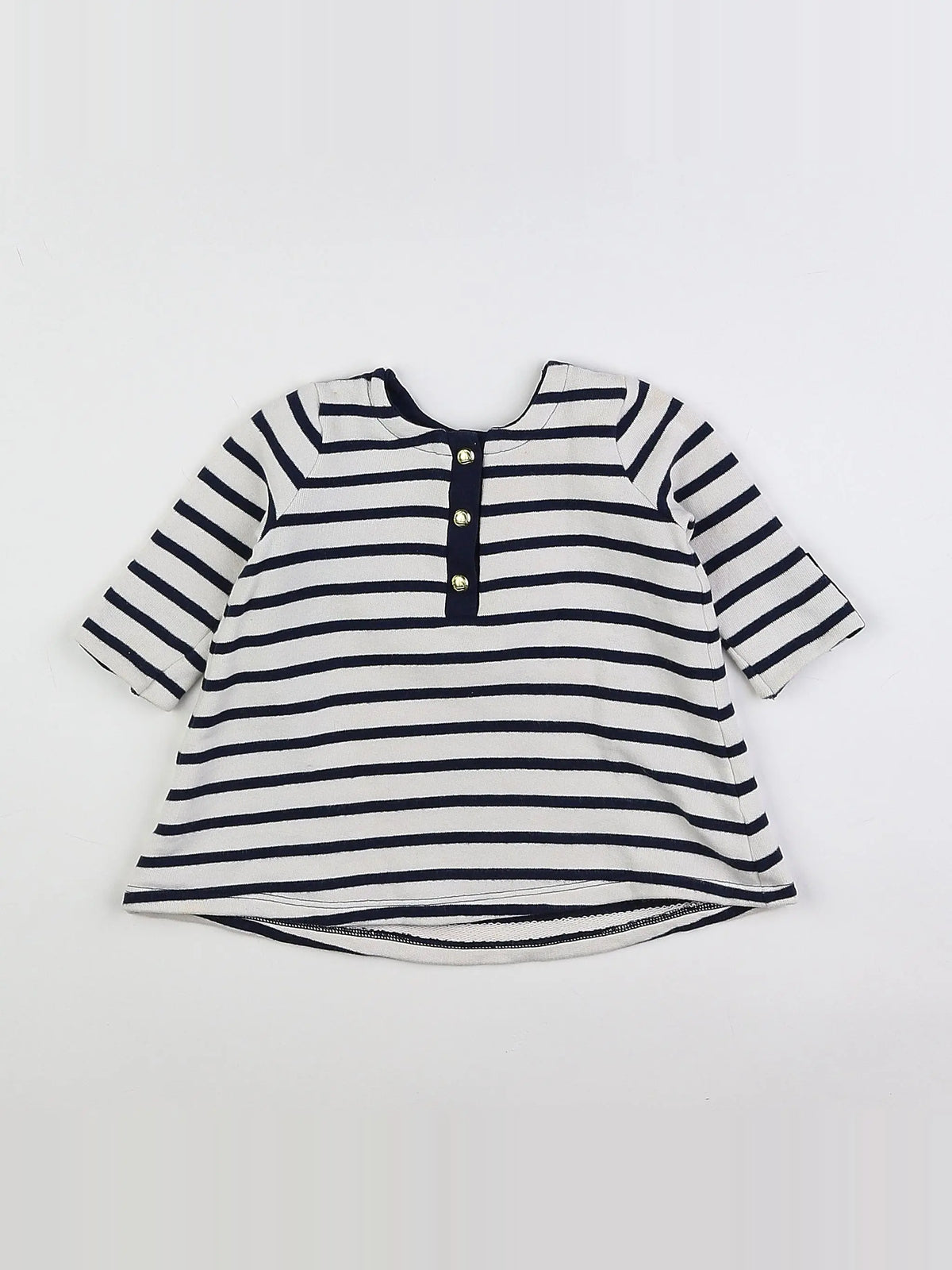 Petit Bateau - robe blanc, bleu - 6 mois