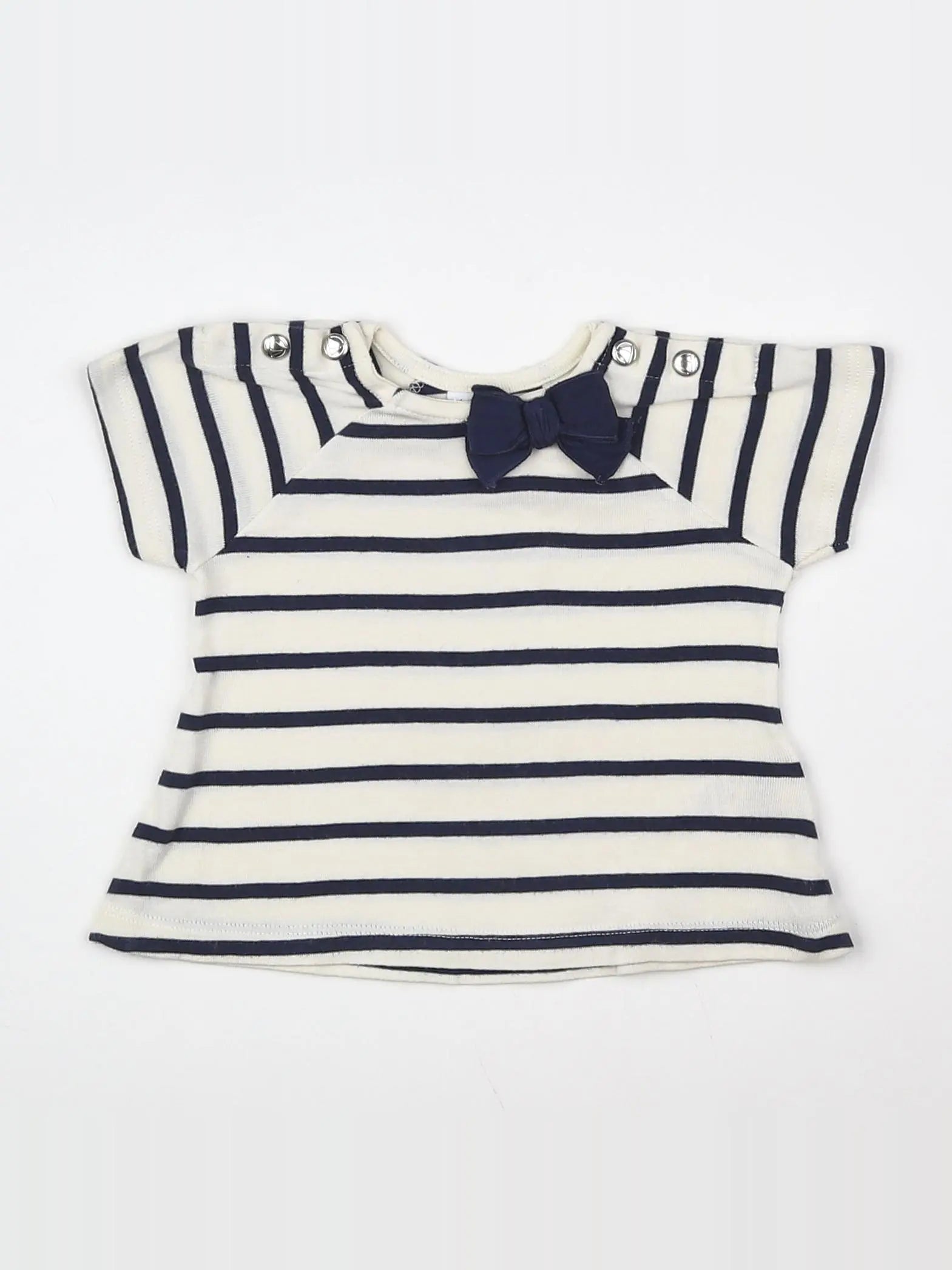 Petit Bateau - tee-shirt blanc, bleu - 6 mois