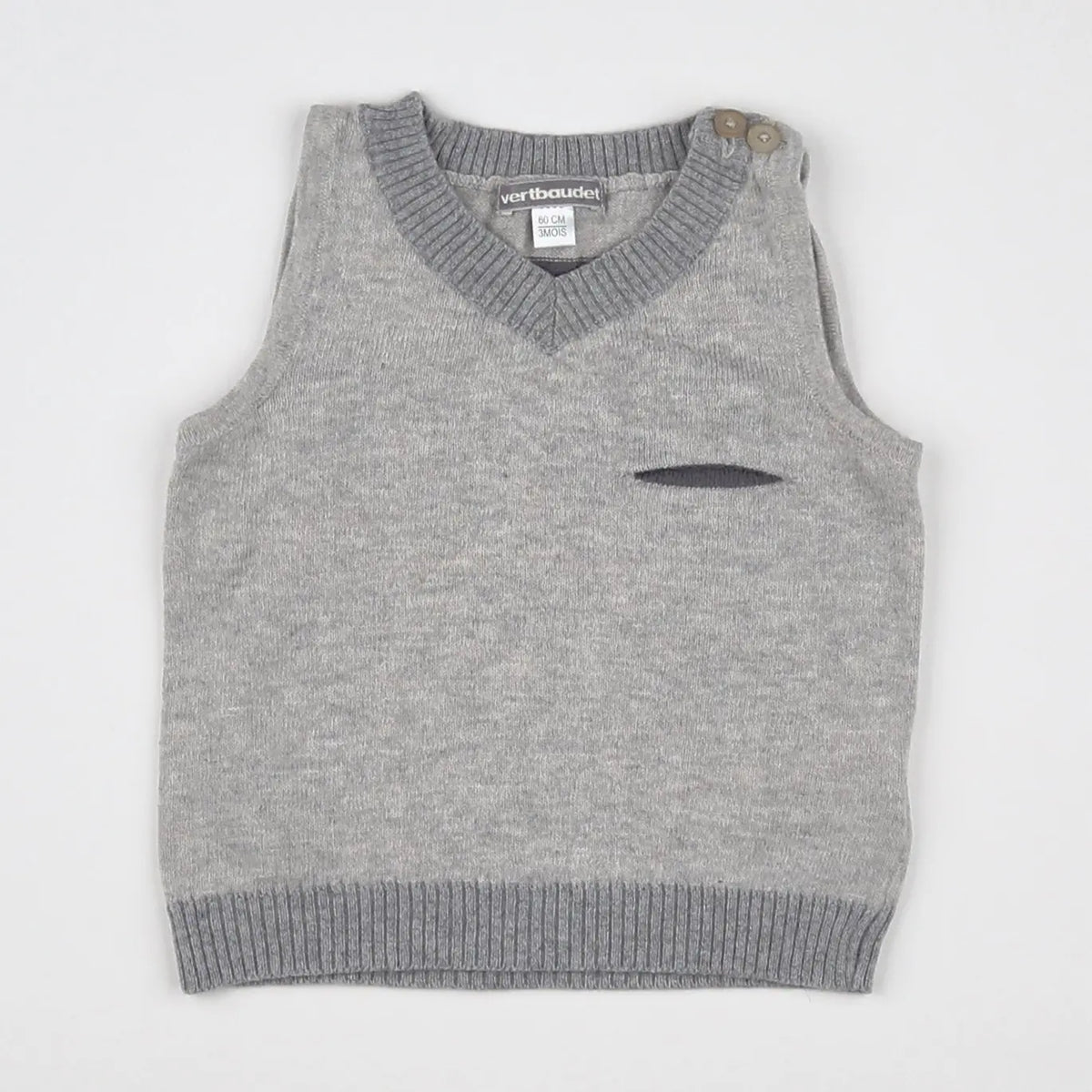 Vertbaudet - pull gris - 3 mois