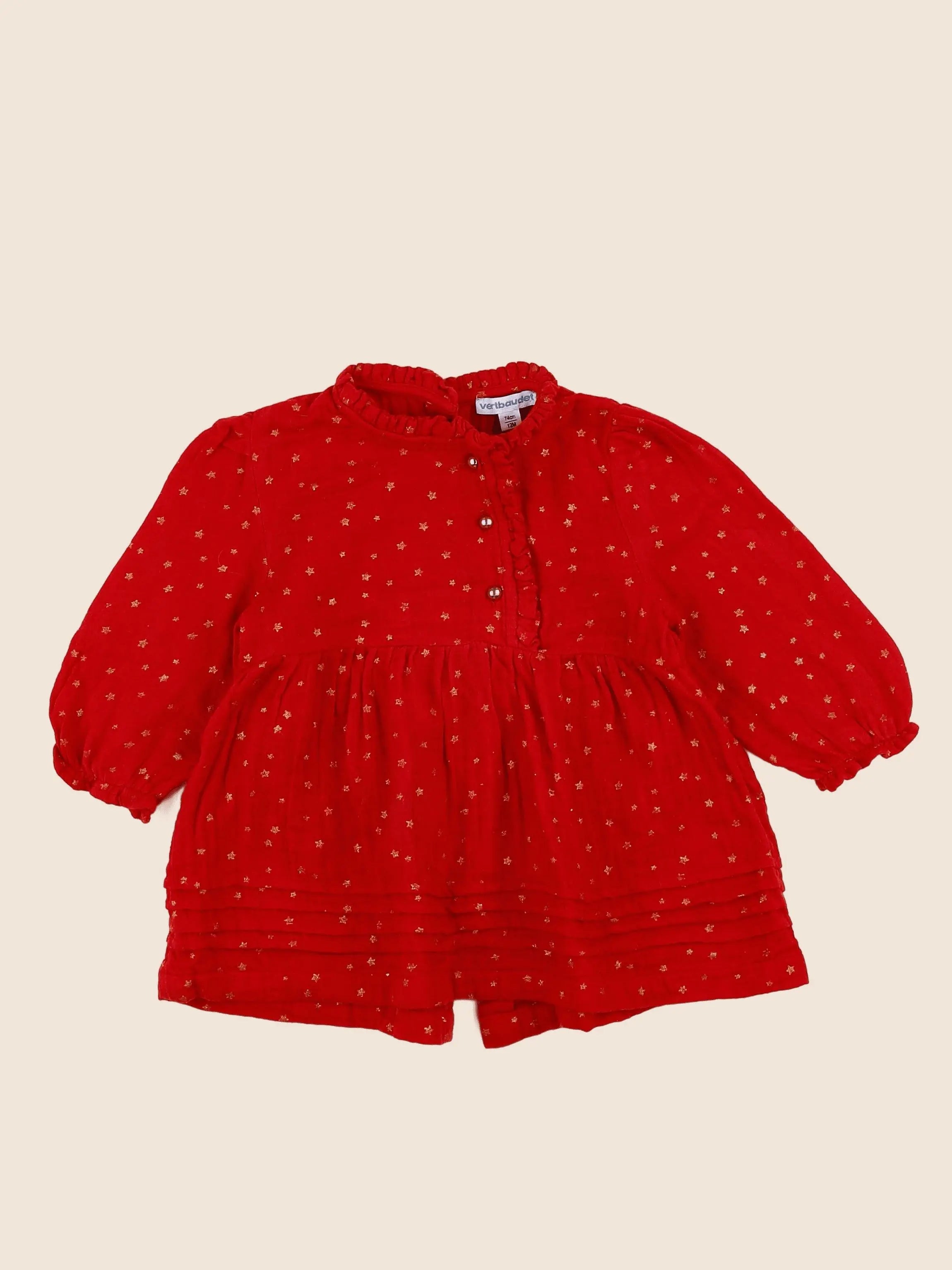 Vertbaudet - robe rouge - 12 mois