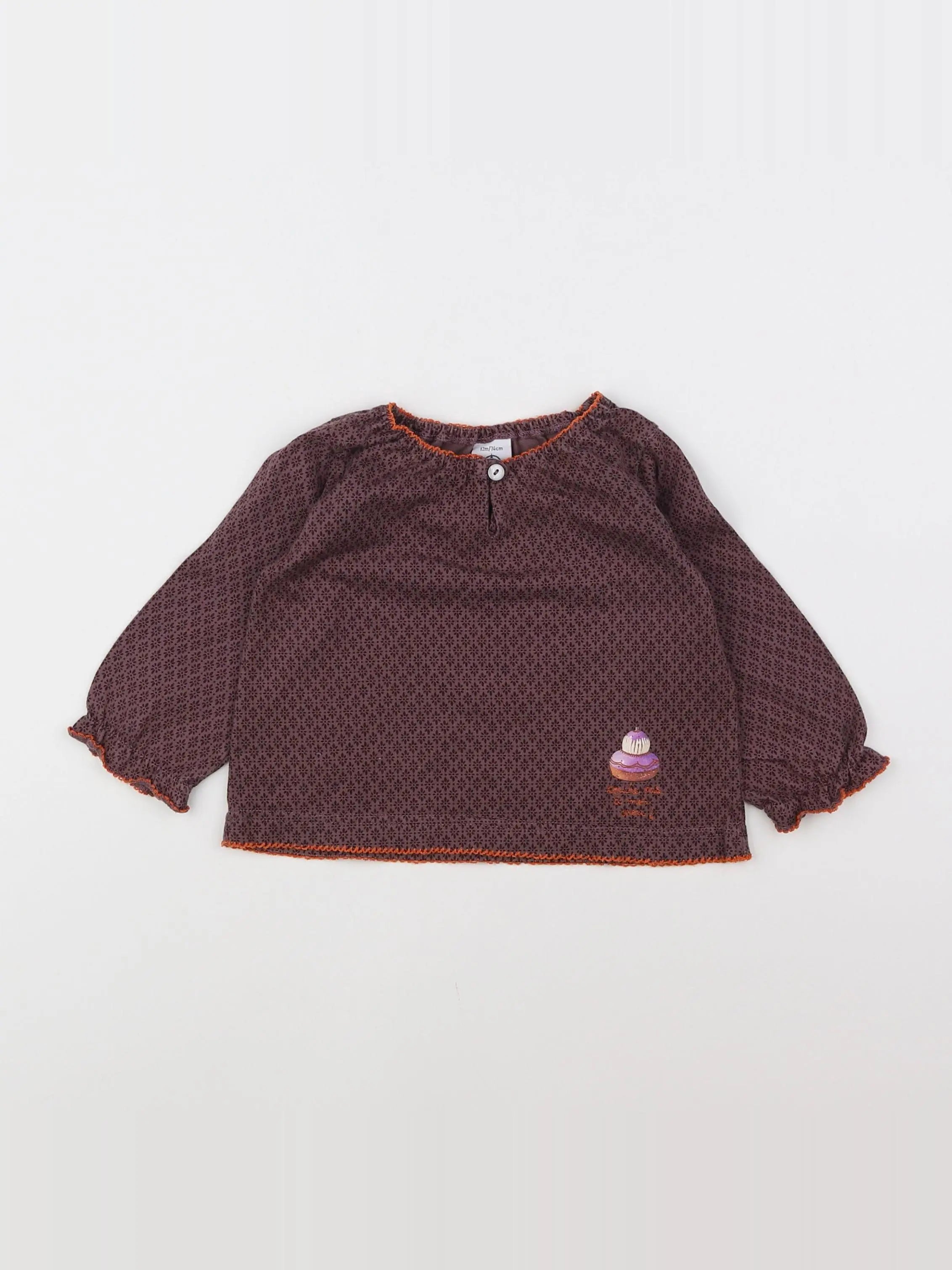 Petit Bateau - tee-shirt marron - 12 ans