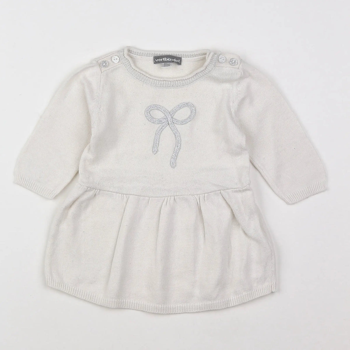 Vertbaudet - robe blanc, gris - 3 mois