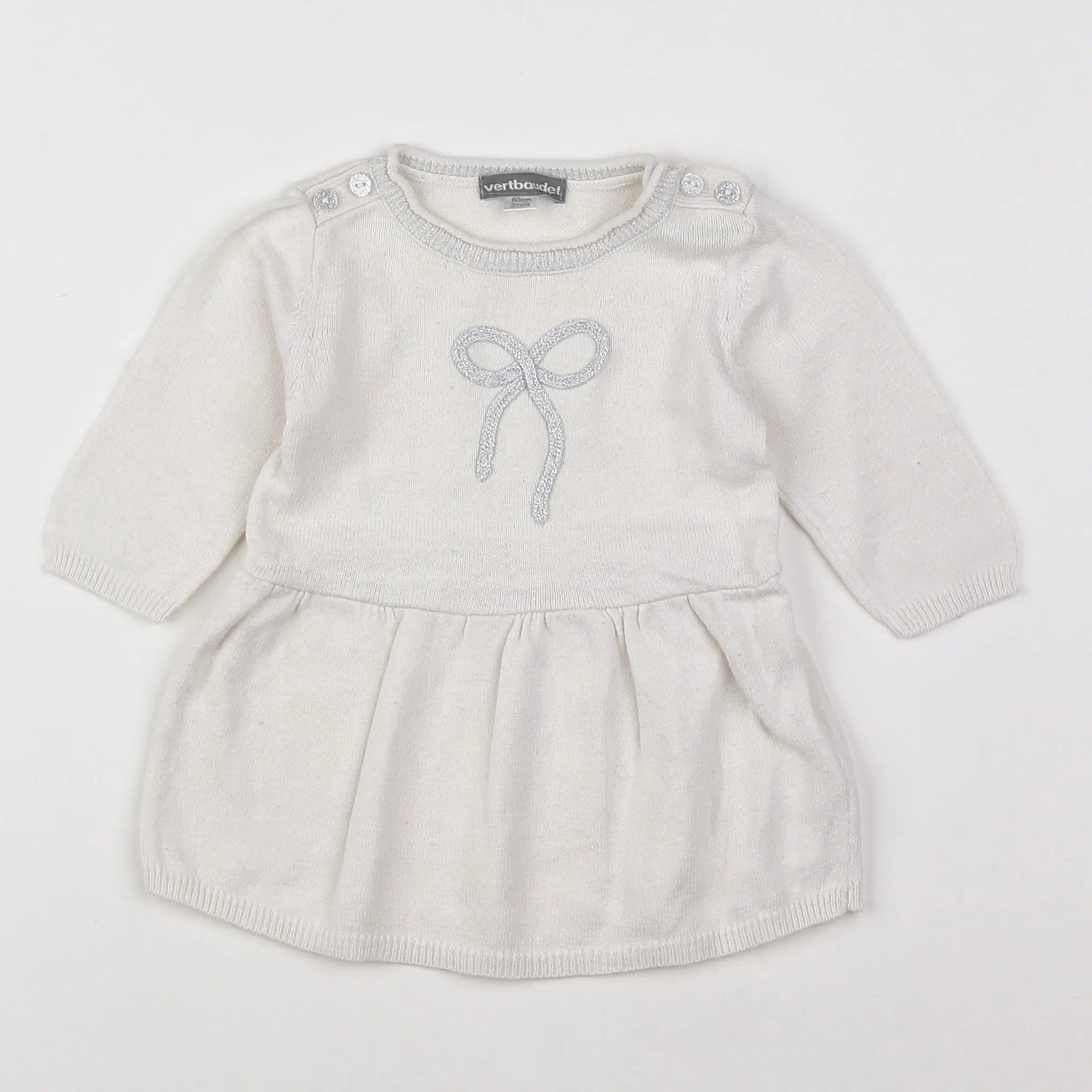 Vertbaudet - robe blanc, gris - 3 mois
