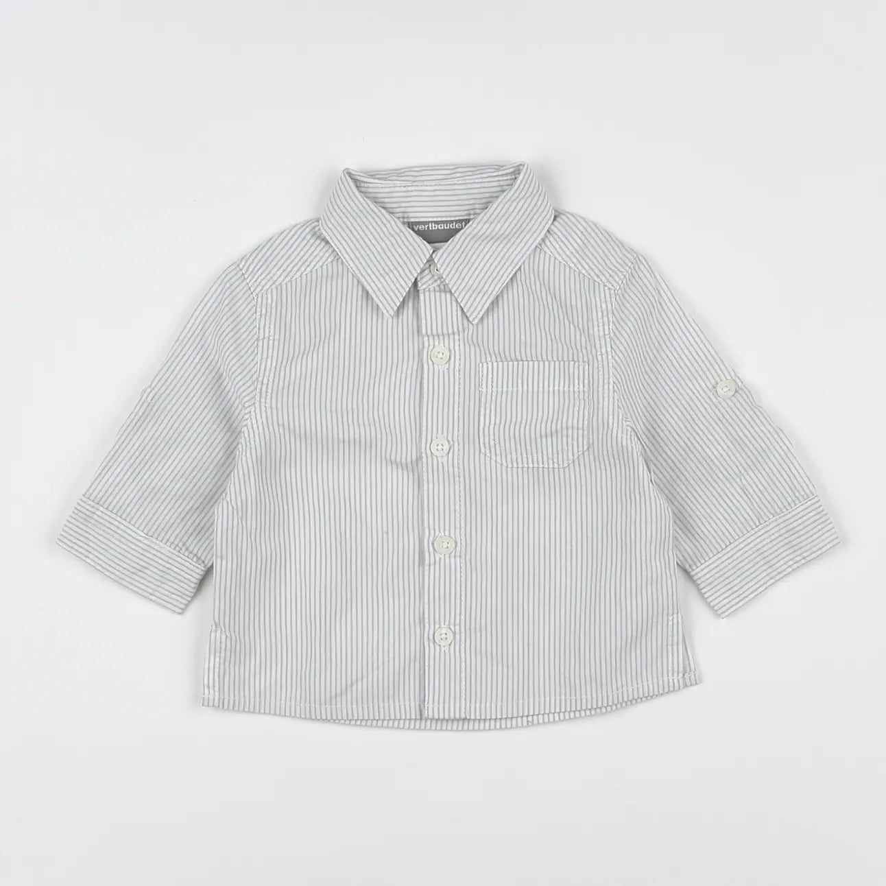 Vertbaudet - chemise gris, blanc - 3 mois