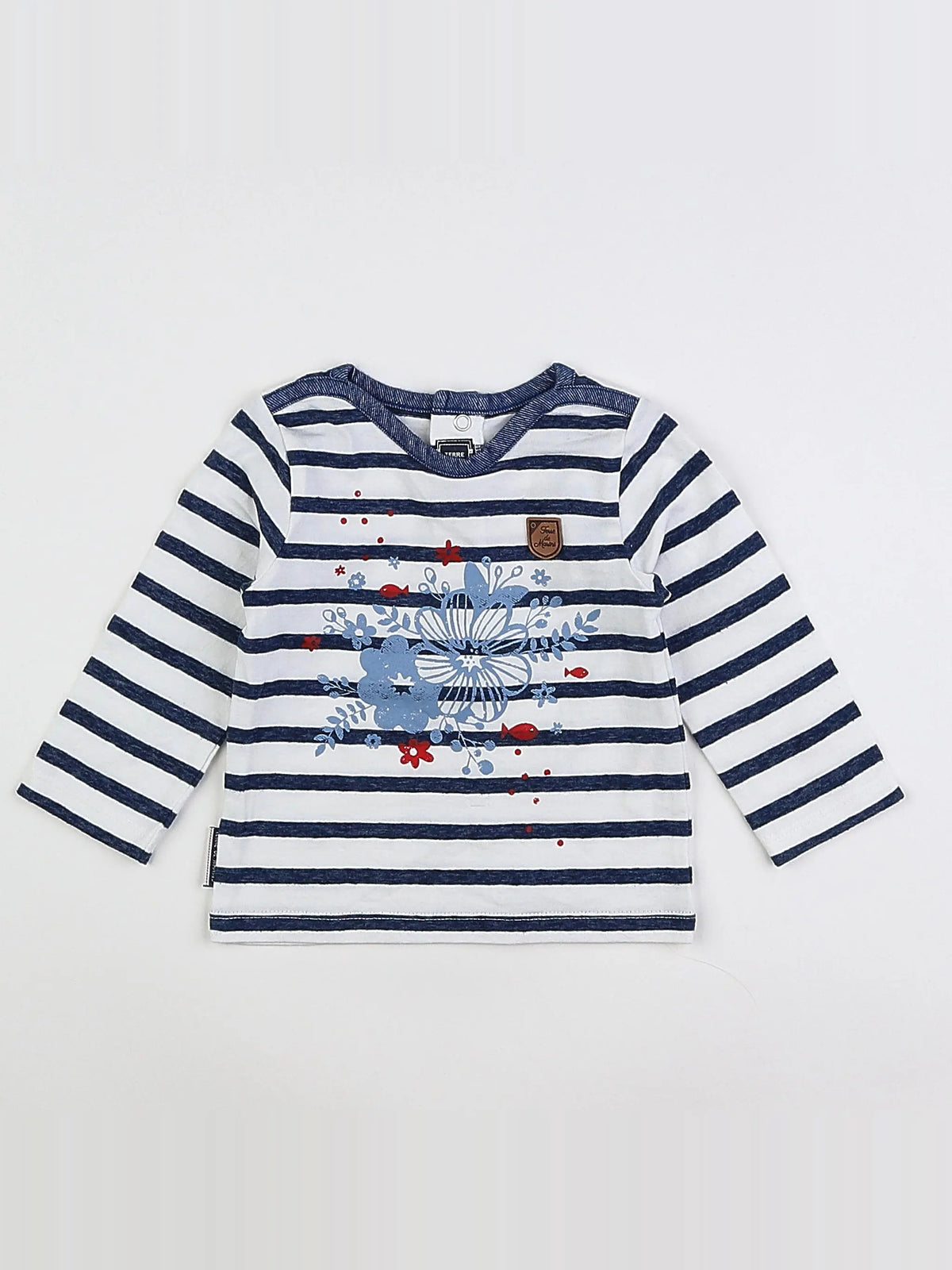 Terre de marins - tee-shirt blanc, bleu - 6 mois