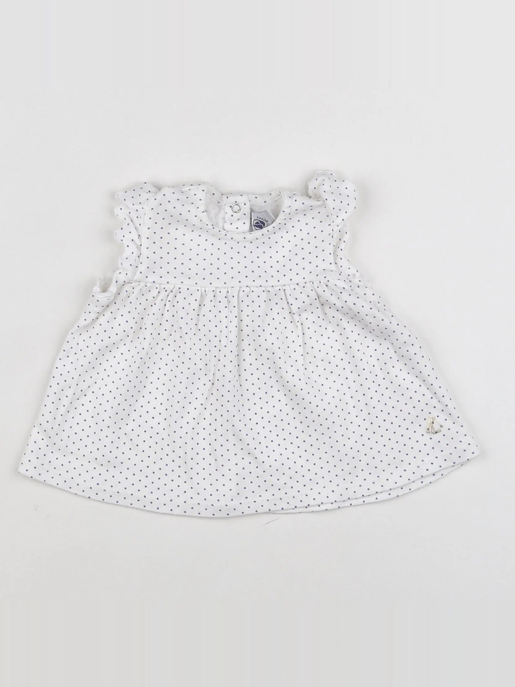 Petit Bateau - robe blanc, violet - 6 mois