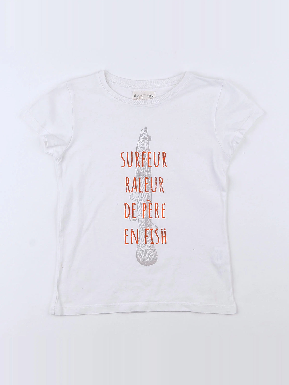 Arsène et les pipelettes - tee-shirt blanc, orange - 6 ans