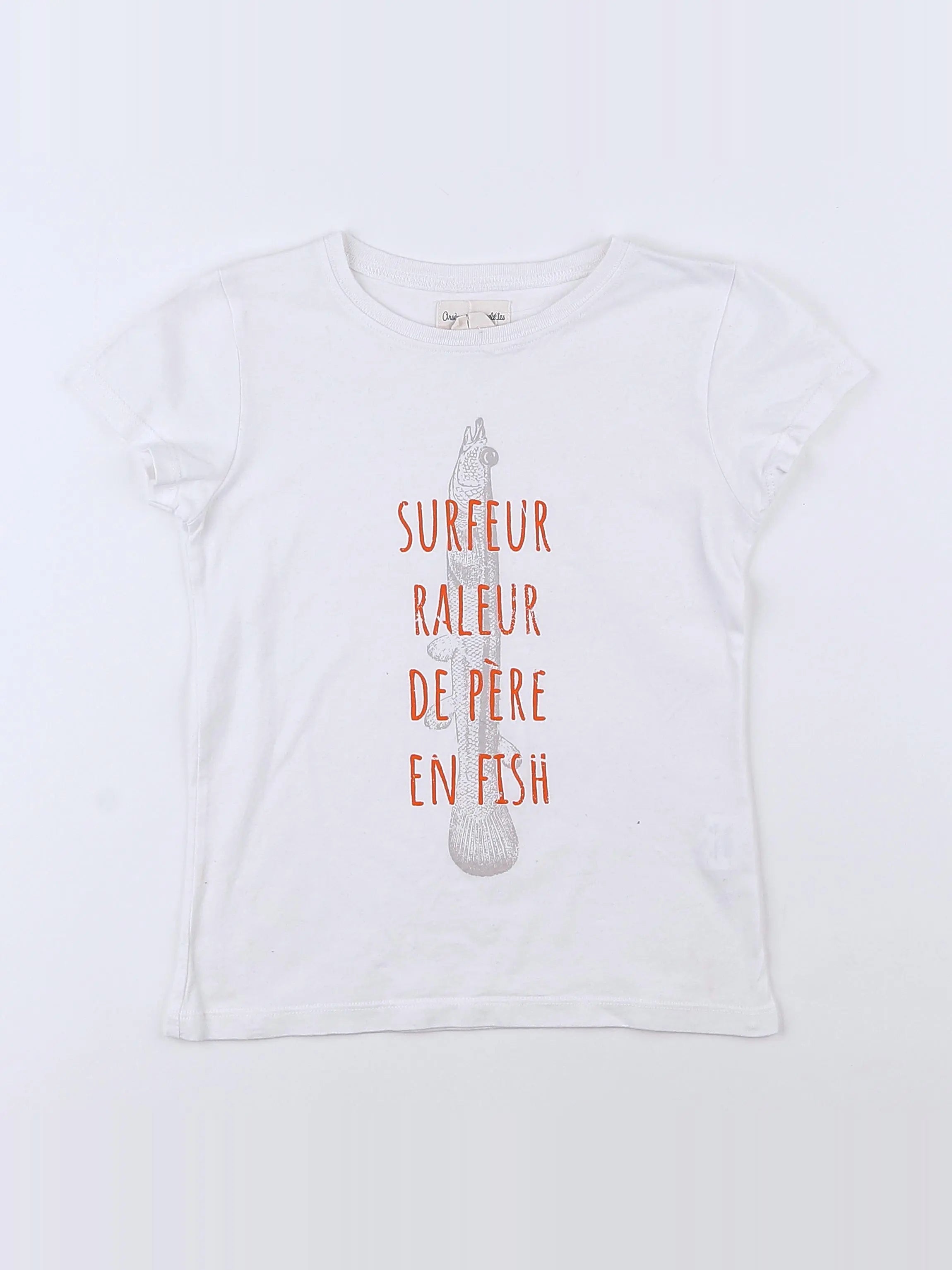 Arsène et les pipelettes - tee-shirt blanc, orange - 6 ans