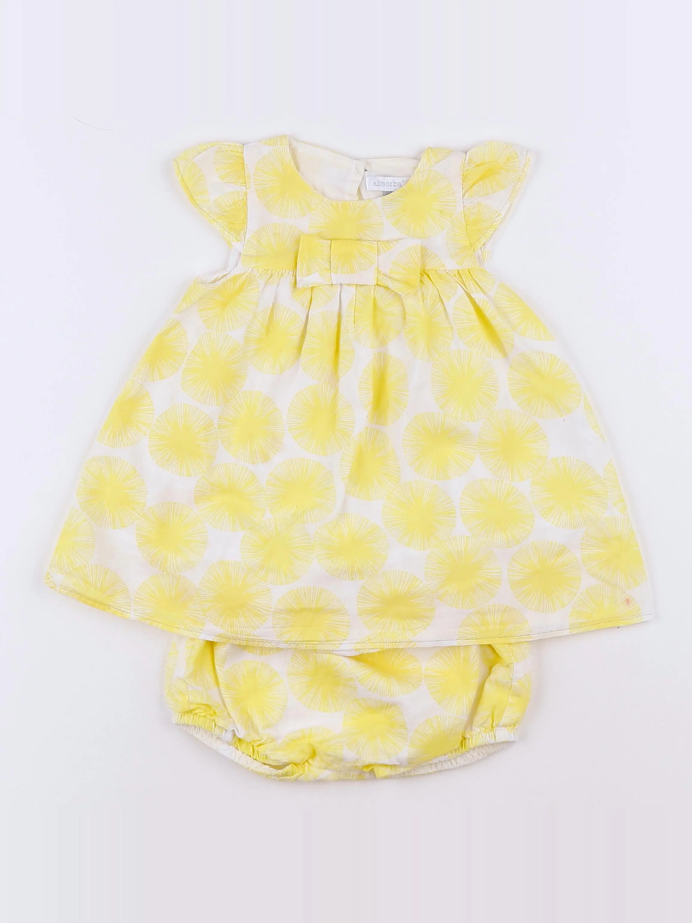 Absorba - robe jaune, blanc - 6 mois