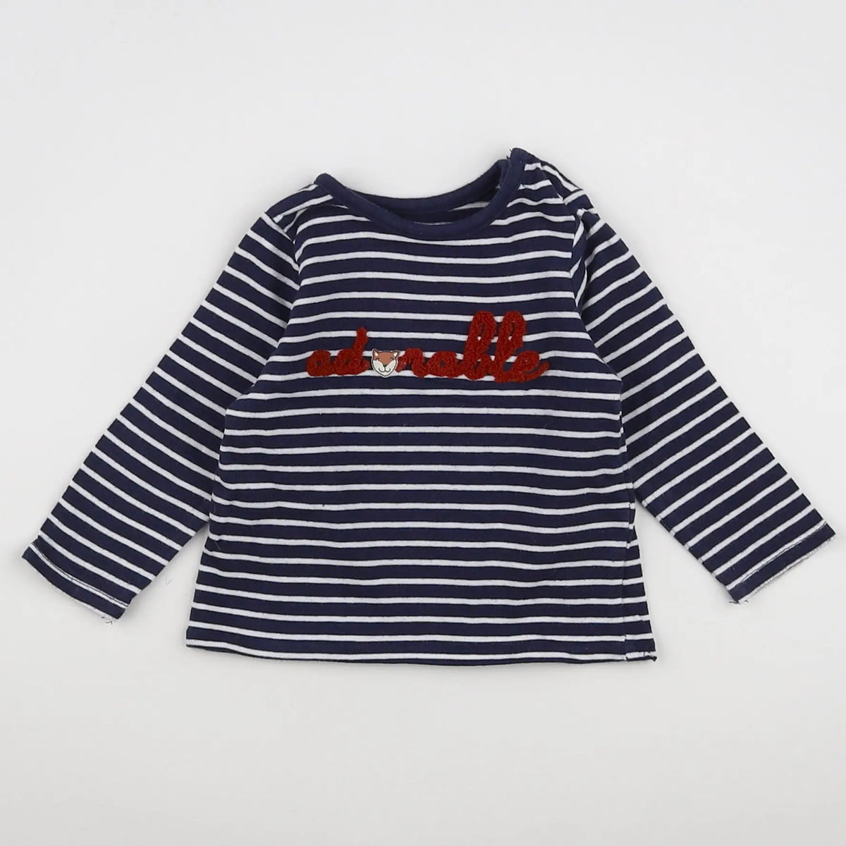 Vertbaudet - tee-shirt blanc, bleu - 6 mois