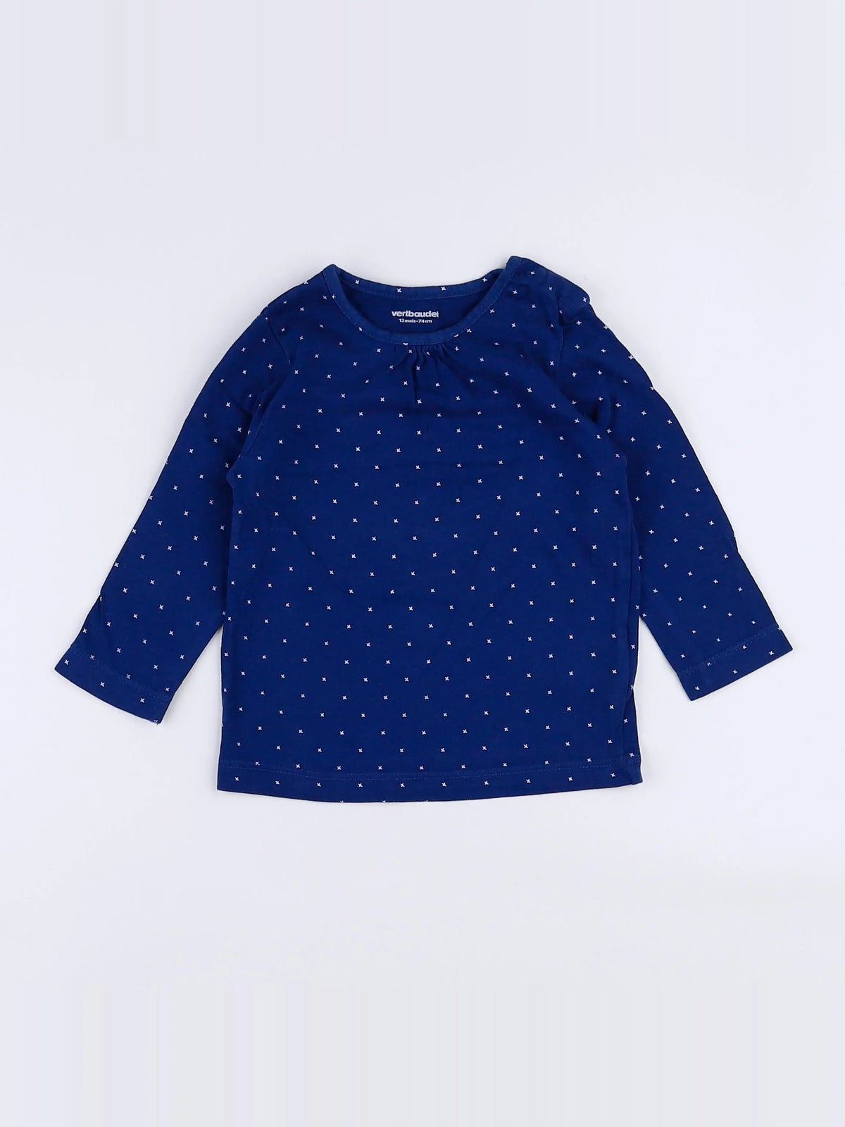 Vertbaudet - tee-shirt blanc, bleu - 12 mois