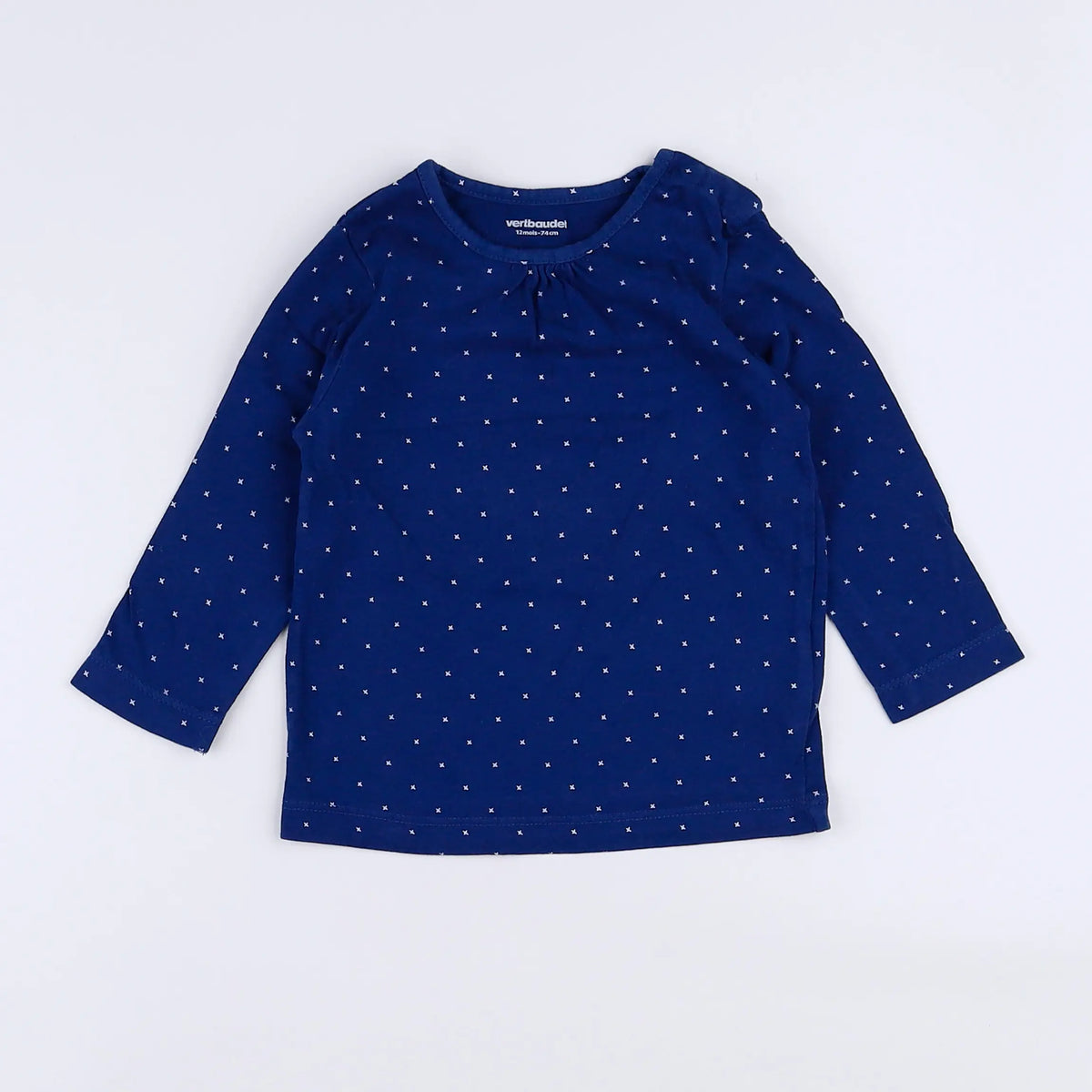 Vertbaudet - tee-shirt blanc, bleu - 12 mois
