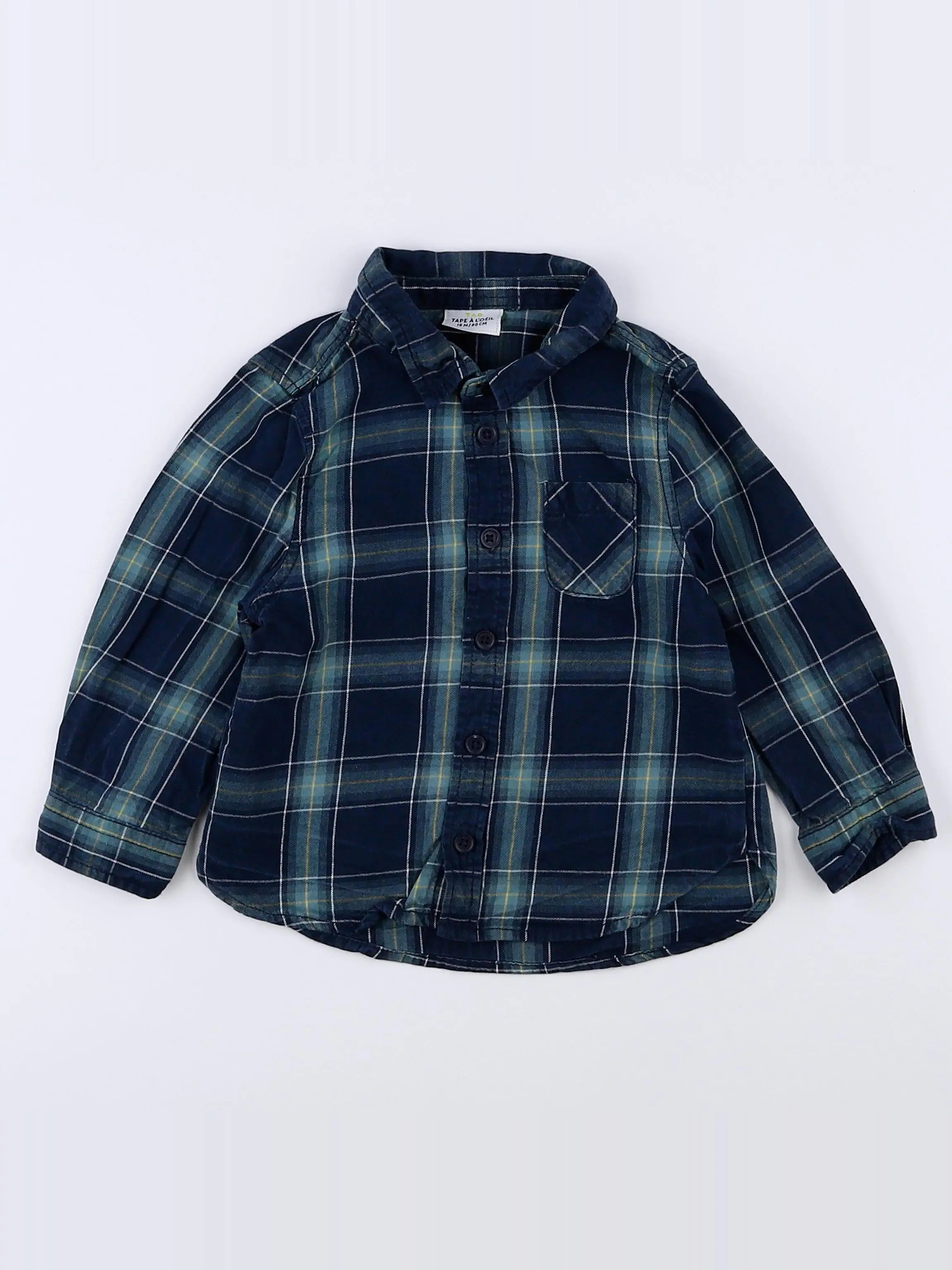 Tape à l'oeil - chemise bleu, vert - 18 mois
