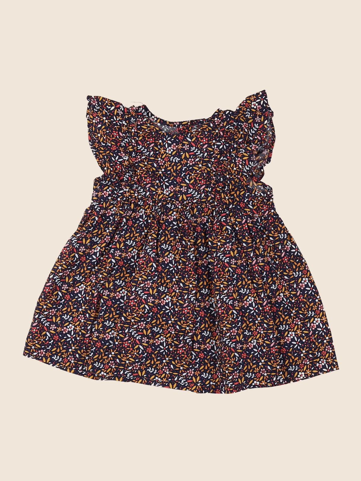 Vertbaudet - robe noir, orange - 12 mois