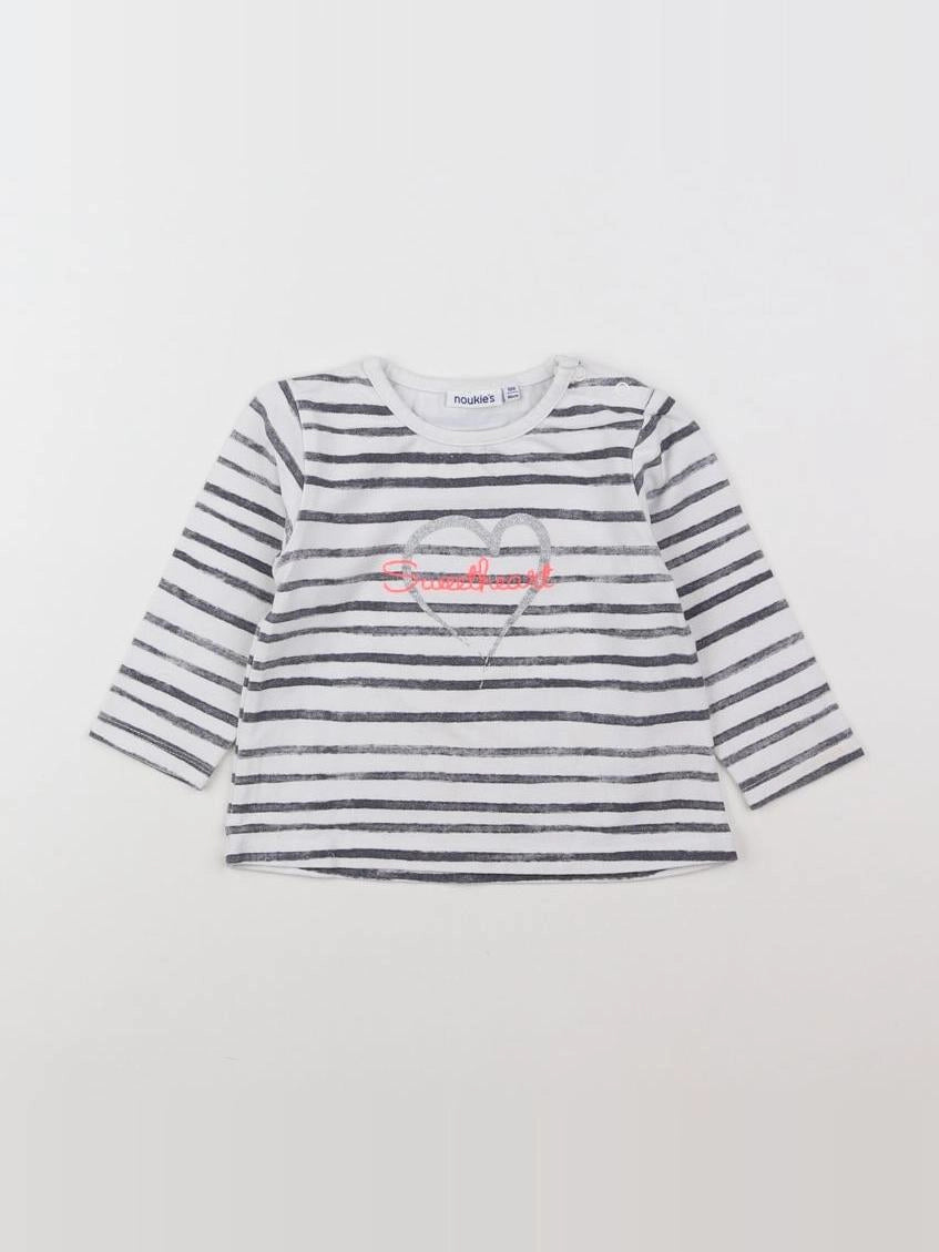 Noukie's - tee-shirt blanc, gris - 18 mois