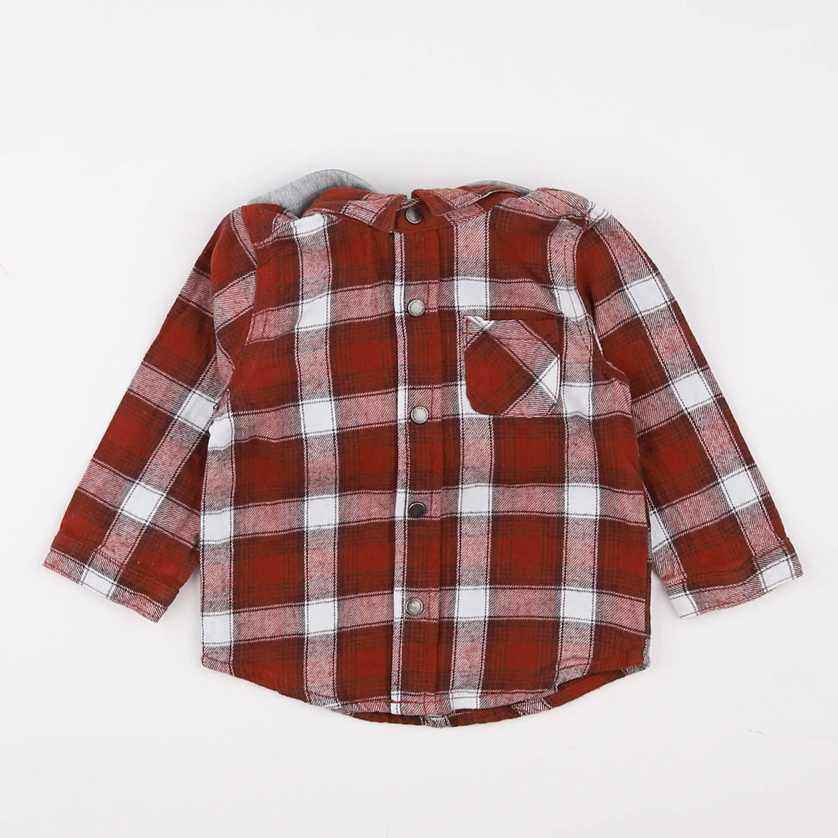 Vertbaudet - chemise marron, gris - 12 mois