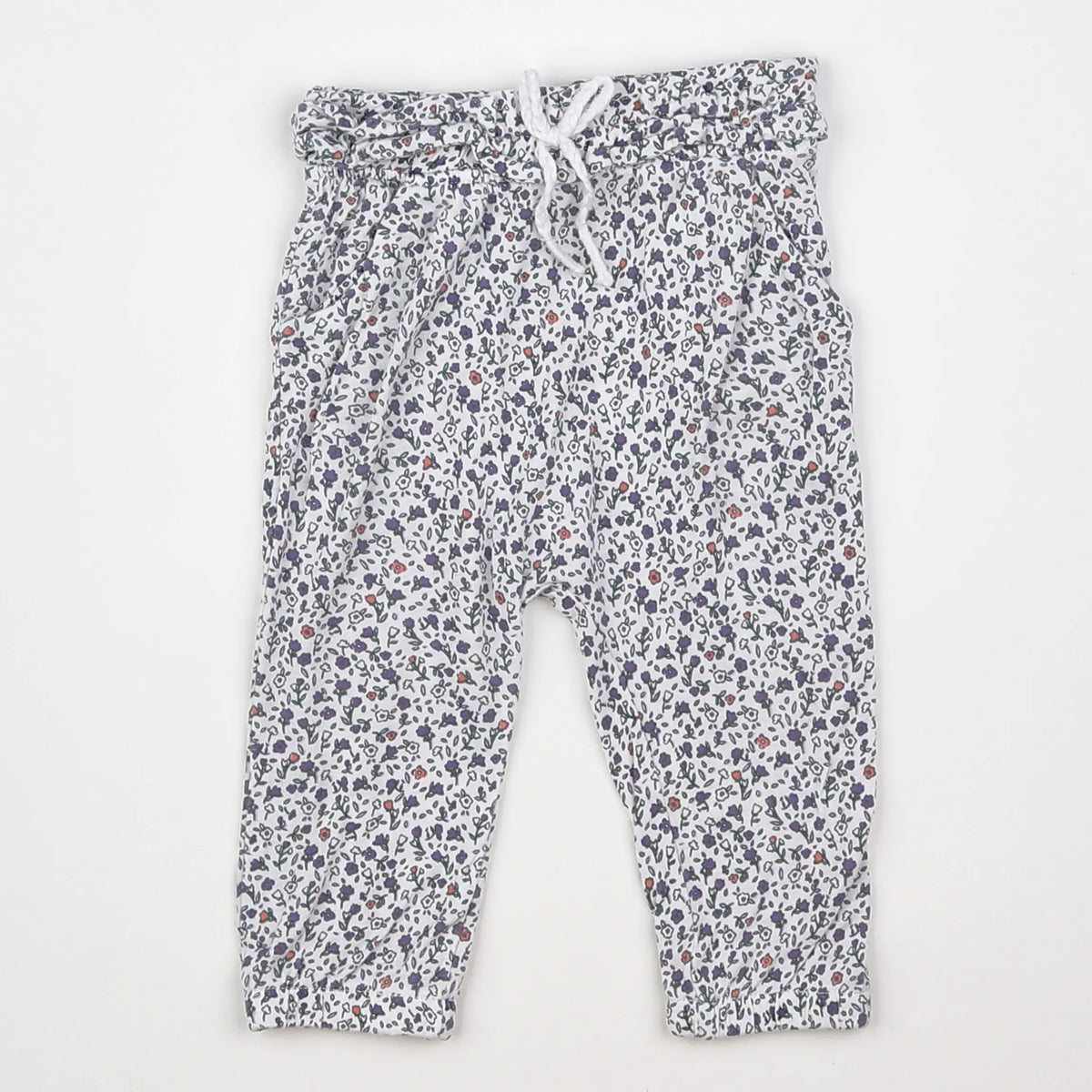 Vertbaudet - pantalon blanc, violet - 6 mois