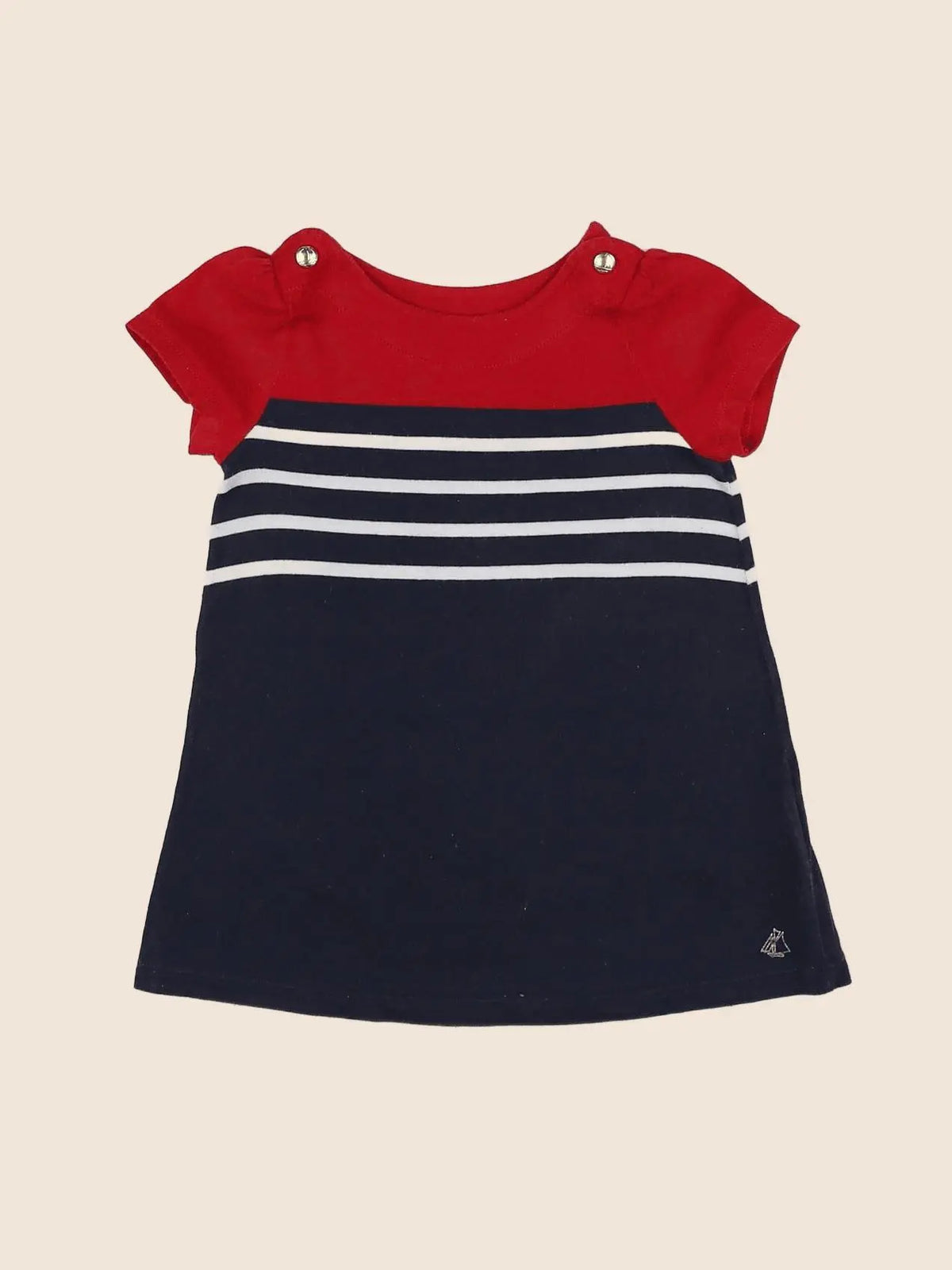 Petit Bateau - robe rouge, bleu - 12 mois