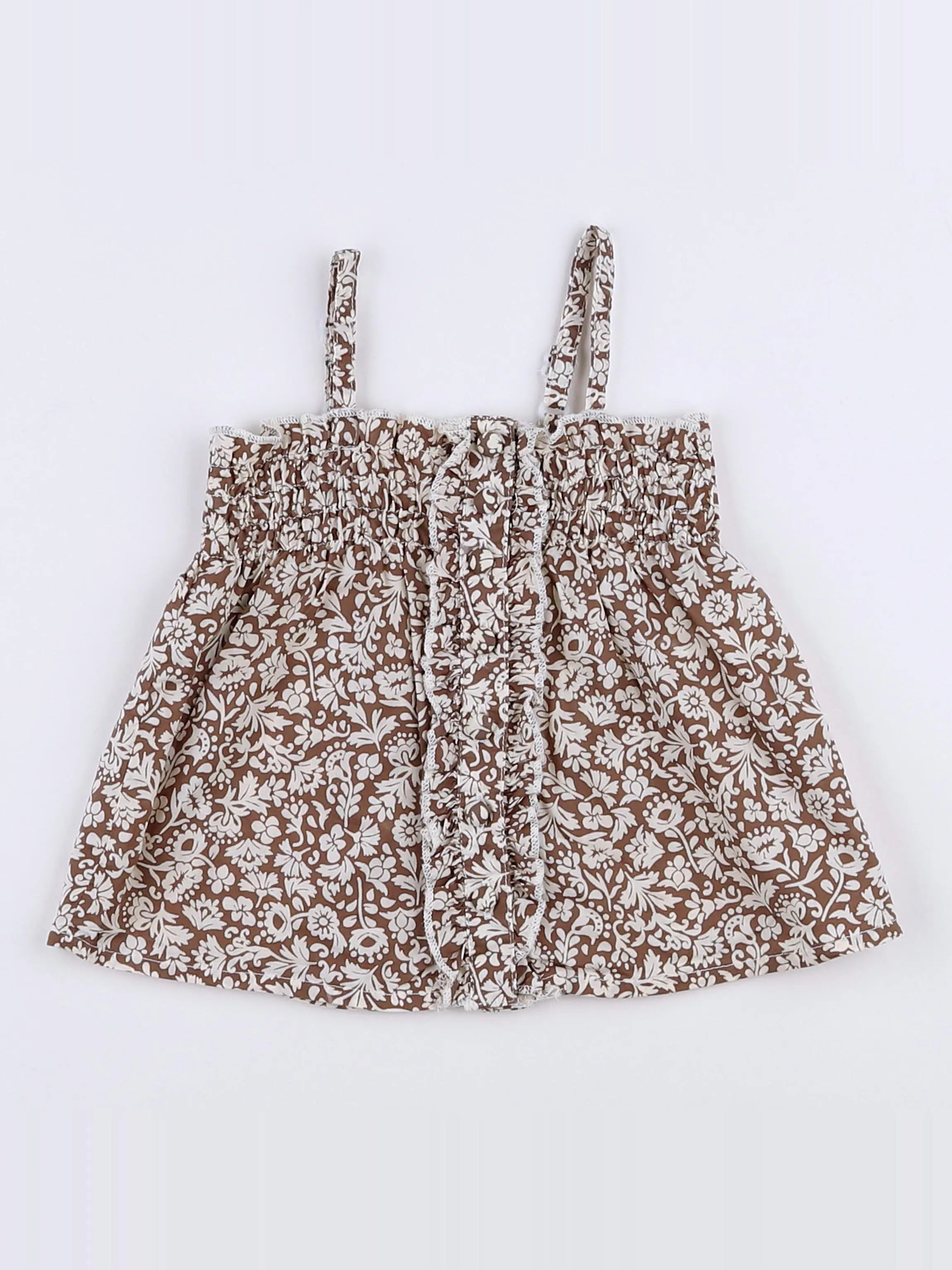 Benetton - blouse blanc, marron - 12 mois