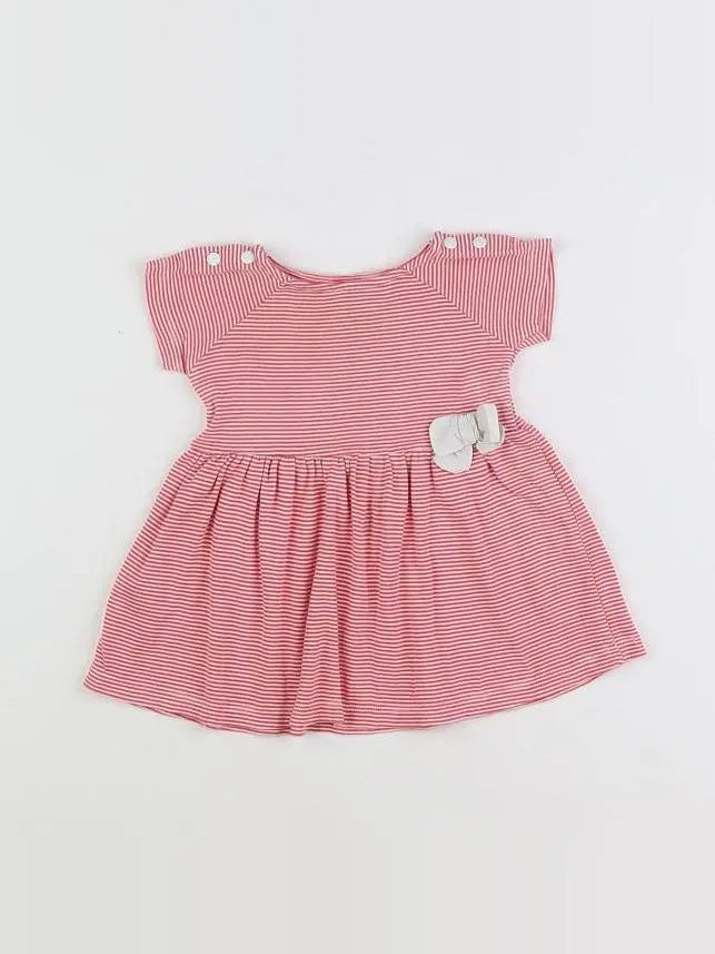 Petit Bateau - robe rose, blanc - 6 mois