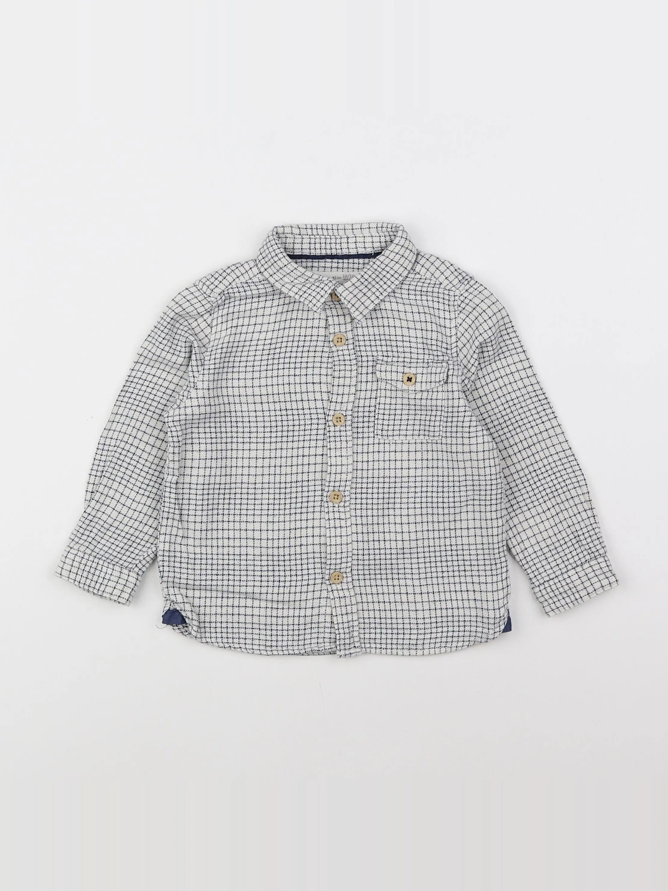 Zara - chemise blanc, bleu - 12/18 mois