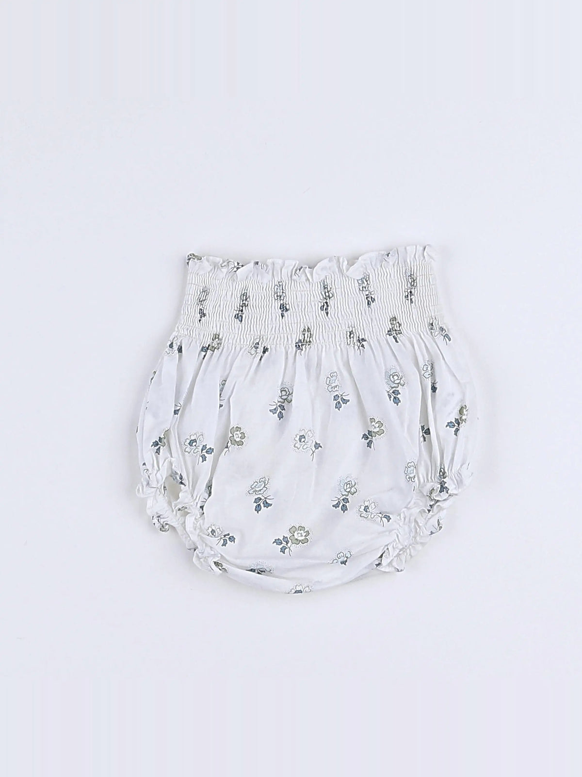 Bonnet à Pompon - bloomer blanc, bleu - 3 mois