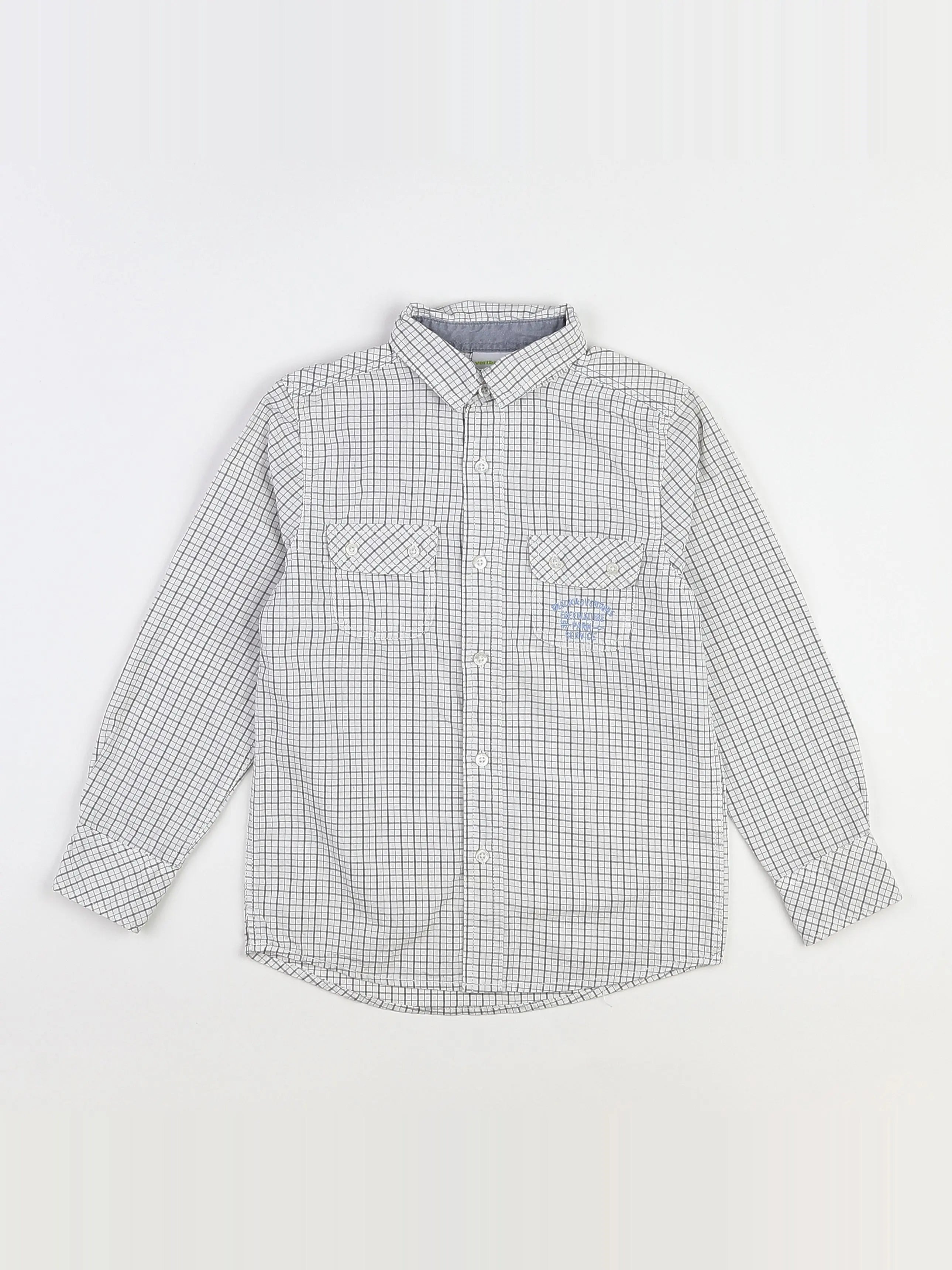 Vertbaudet - chemise beige, gris - 8 ans