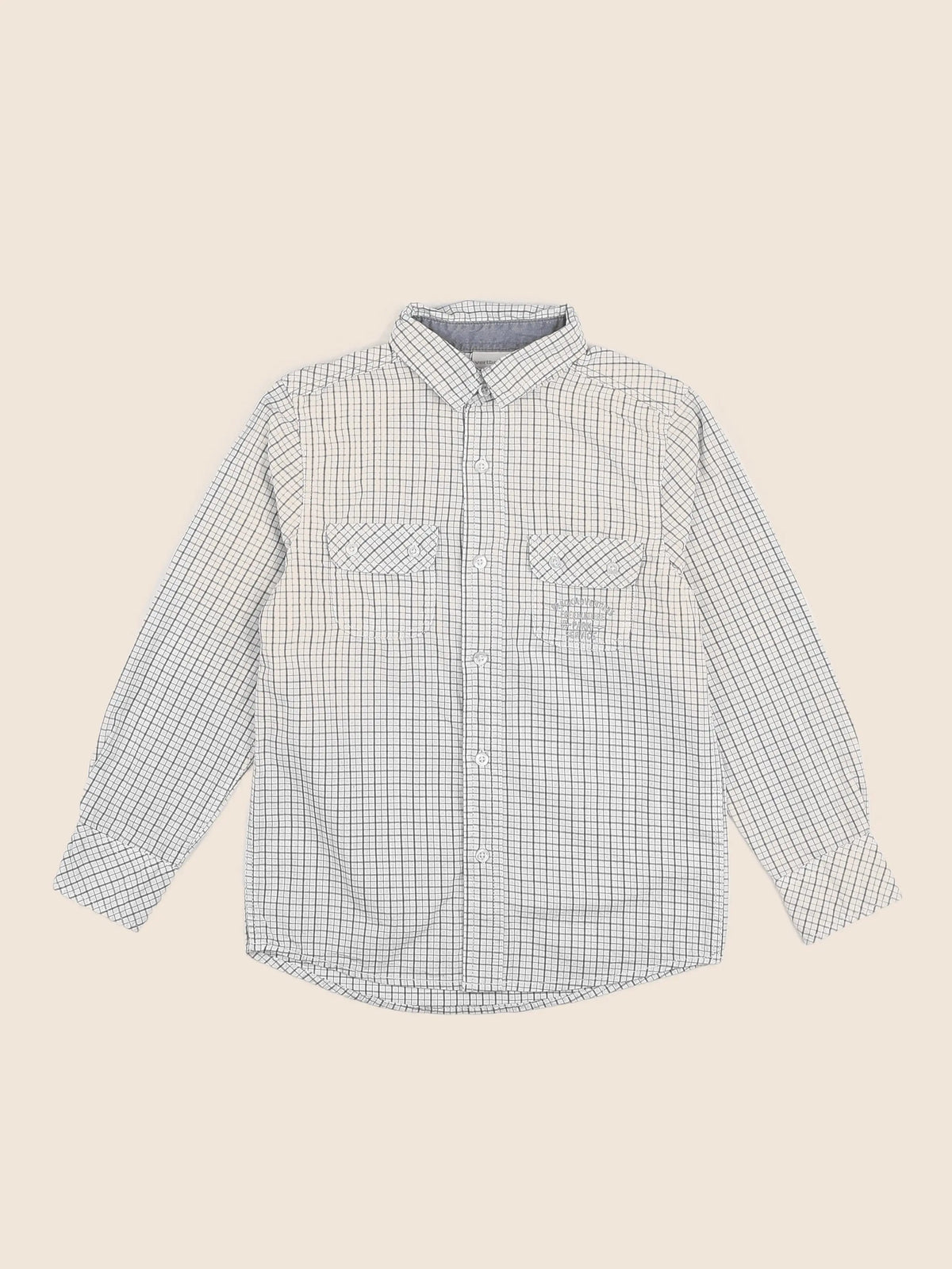 Vertbaudet - chemise beige, gris - 8 ans