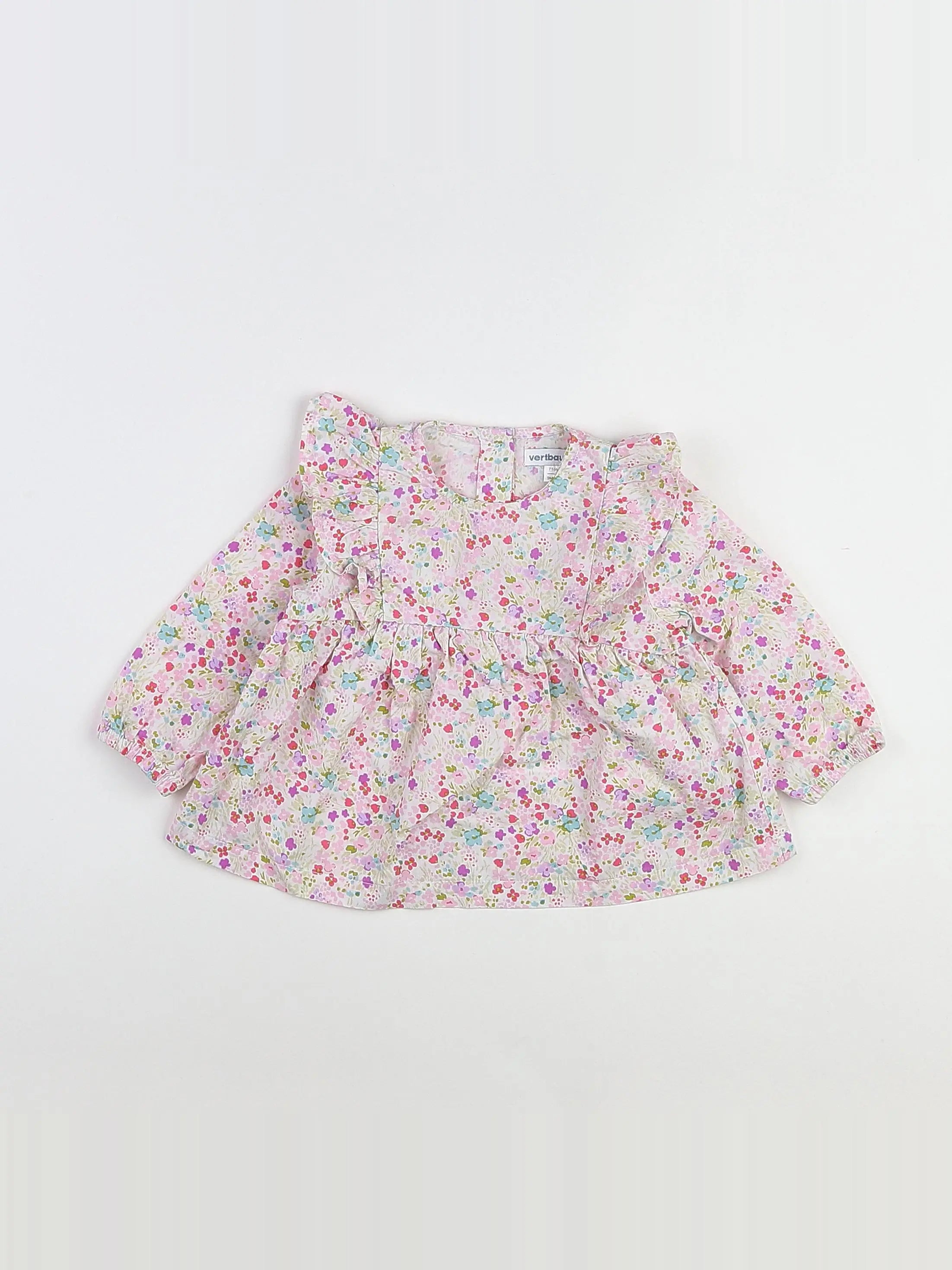 Vertbaudet - blouse blanc, rose - 9 mois