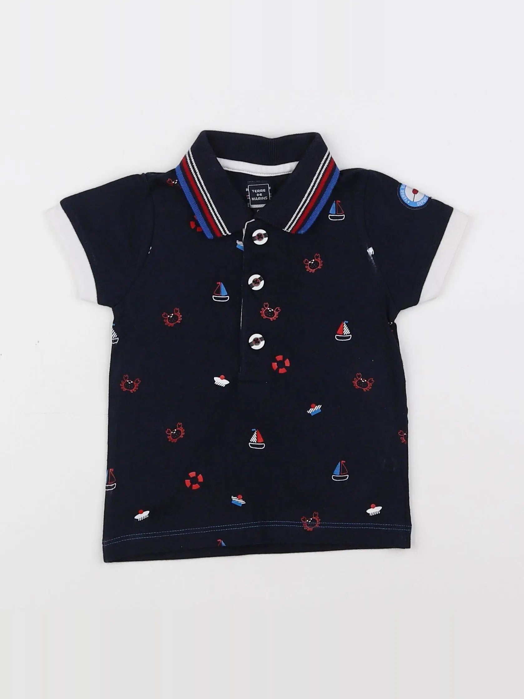 Terre de marins - polo bleu - 6 mois