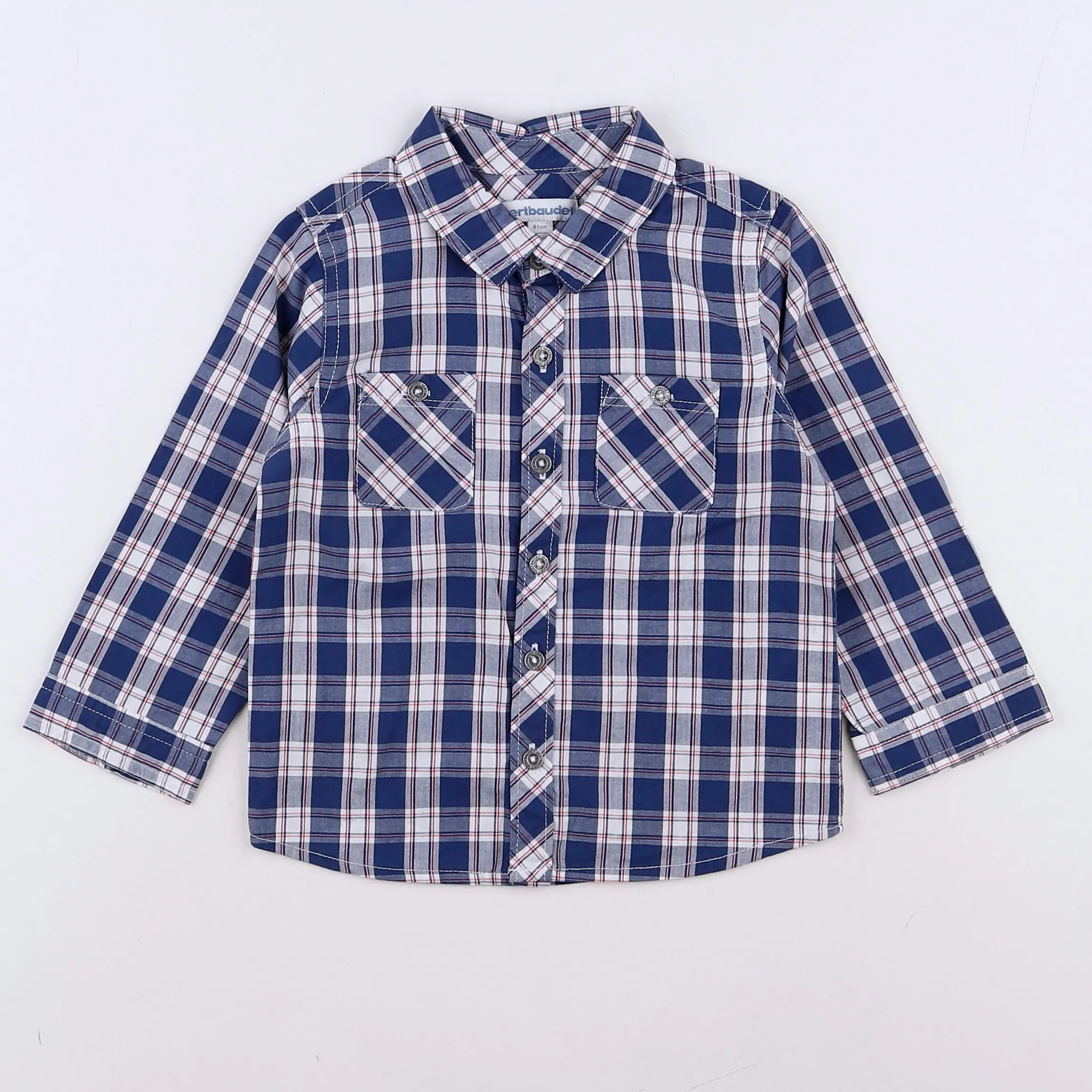 Vertbaudet - chemise blanc, bleu - 18 mois