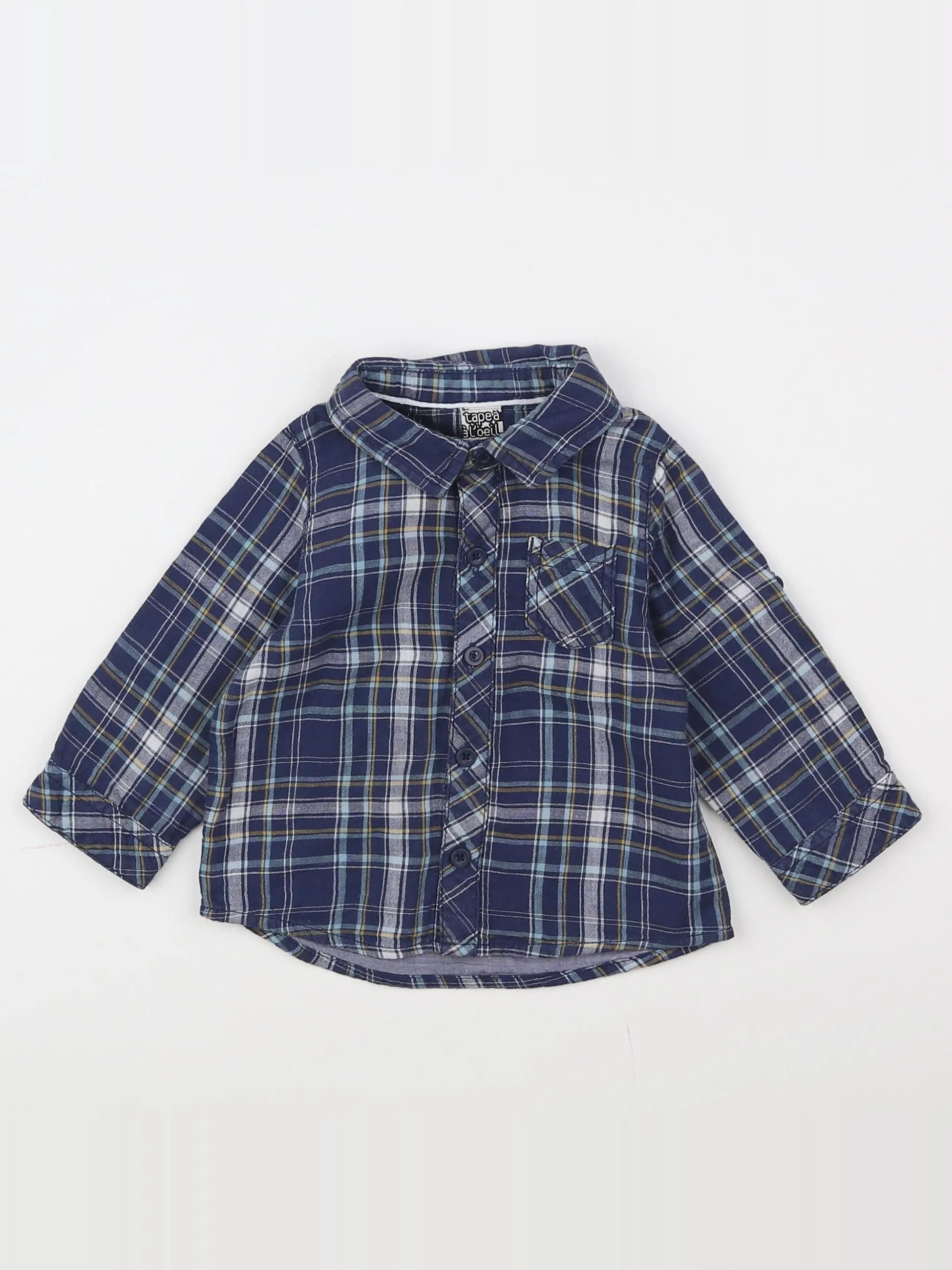 Tape à l'oeil - chemise bleu, blanc - 9 mois