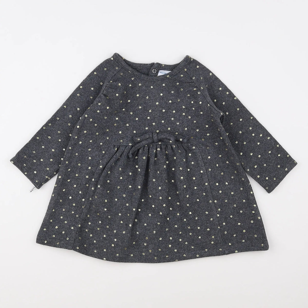 Vertbaudet - robe gris, or - 9 mois