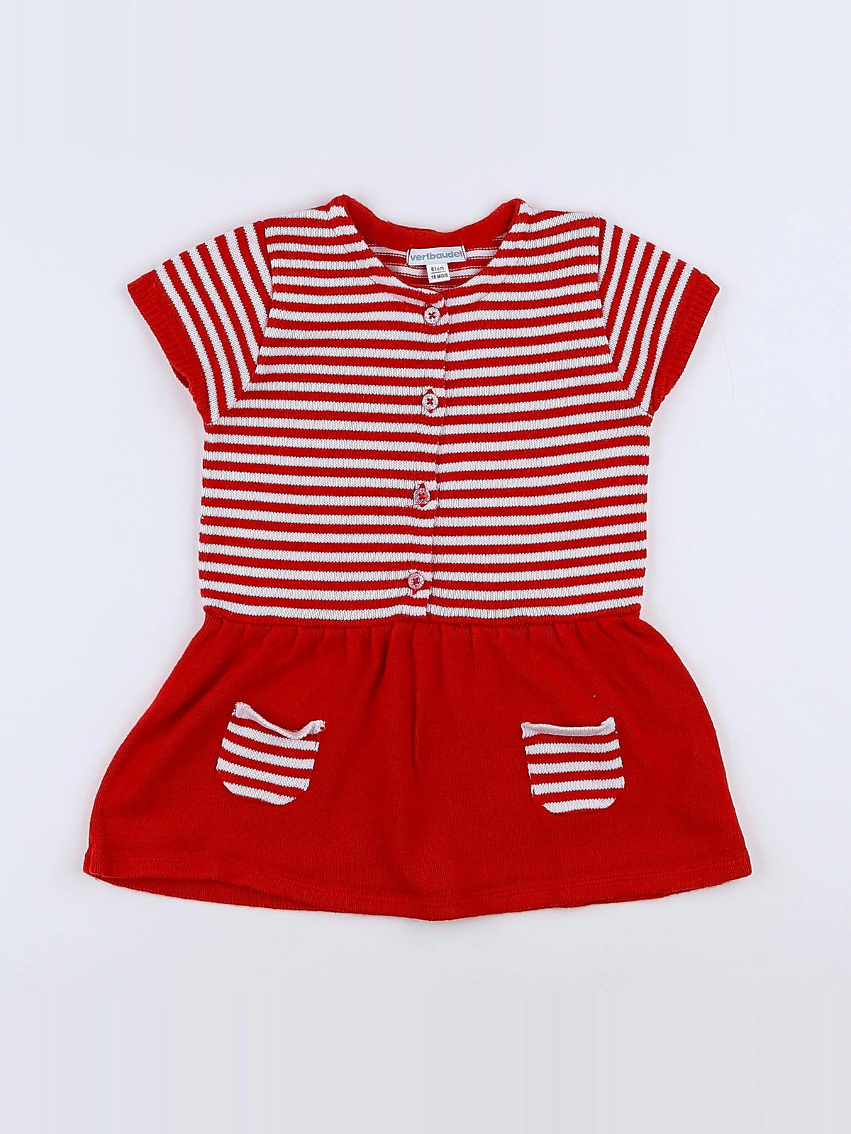 Vertbaudet - robe blanc, rouge - 18 mois