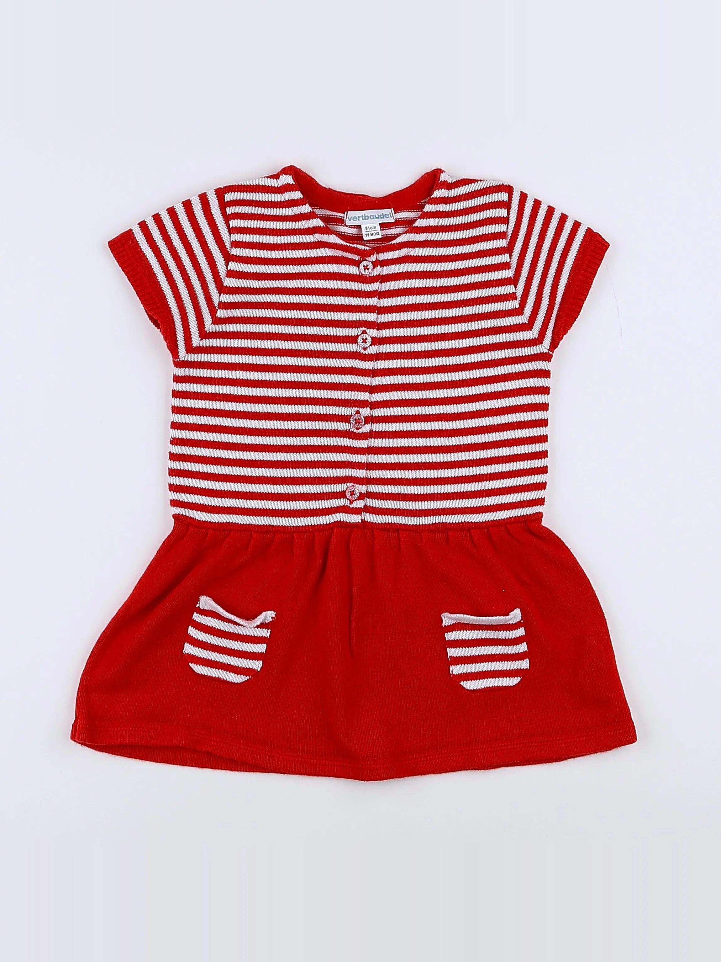 Vertbaudet - robe blanc, rouge - 18 mois