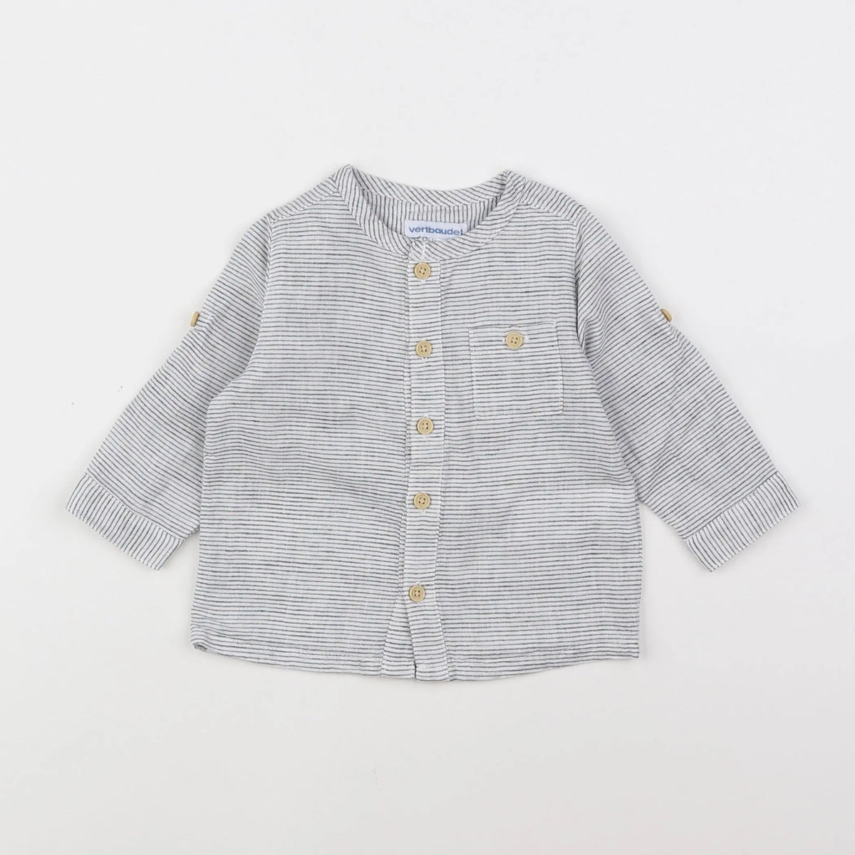 Vertbaudet - chemise blanc, bleu - 9 mois