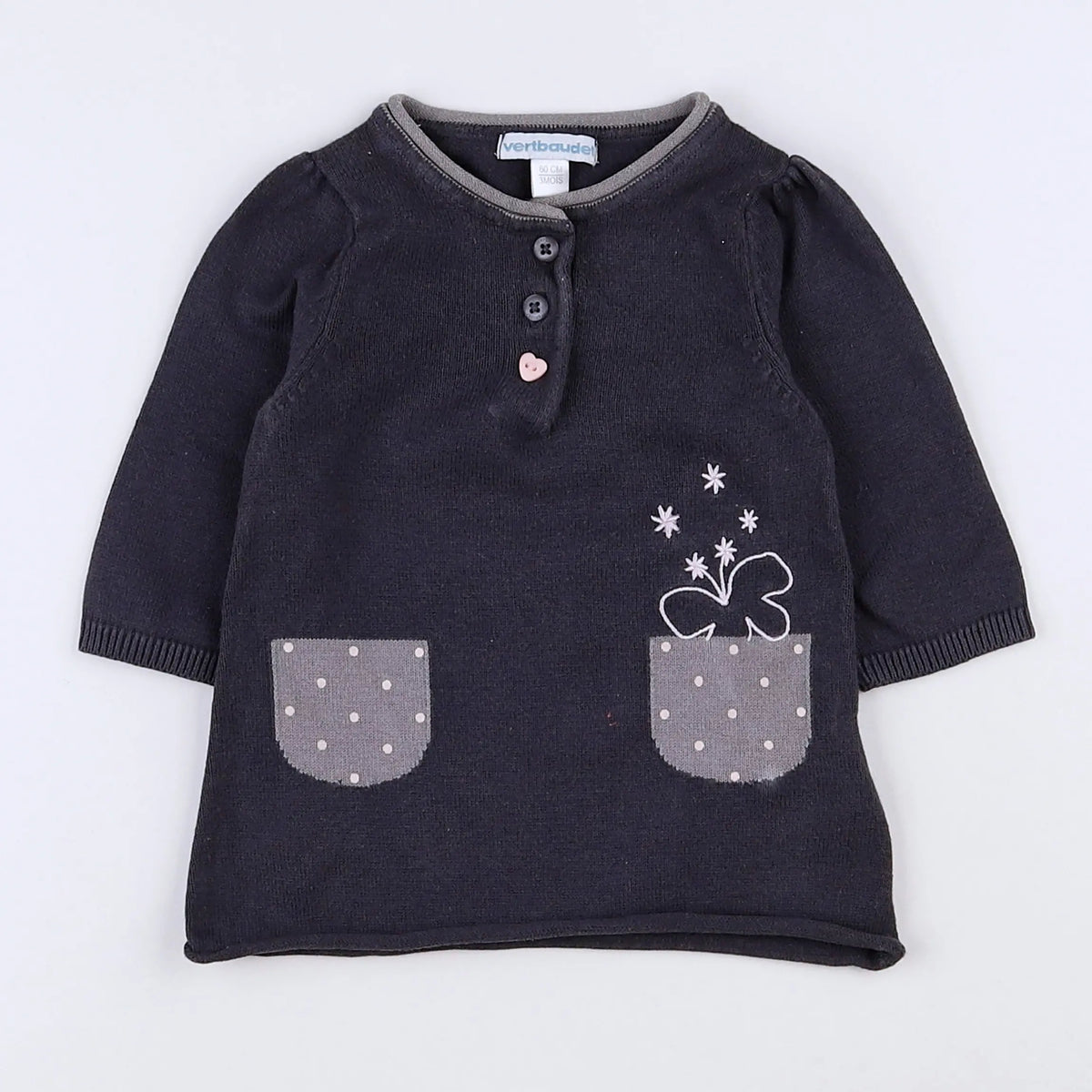 Vertbaudet - robe marron - 3 mois