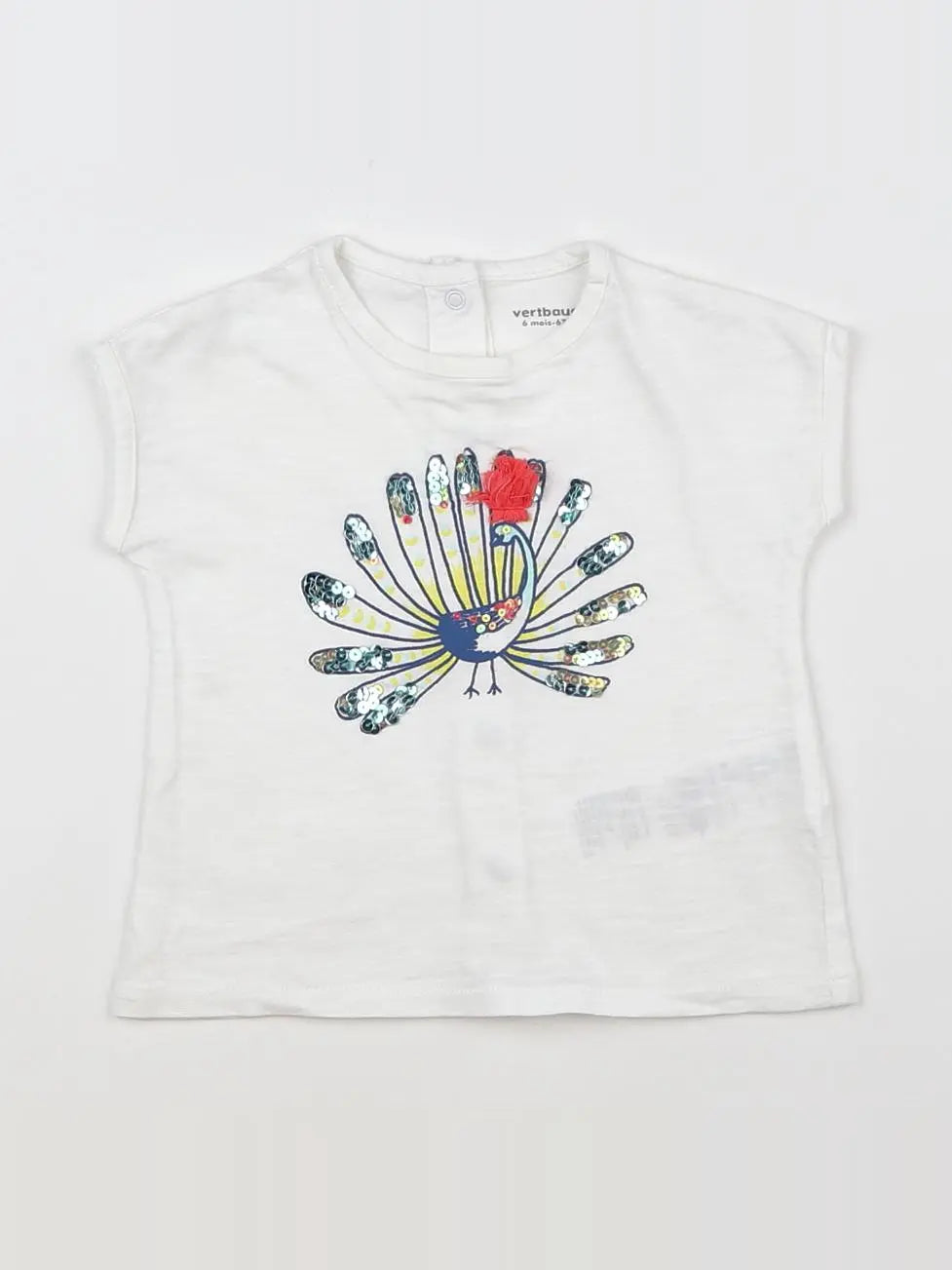 Vertbaudet - tee-shirt blanc - 6 mois