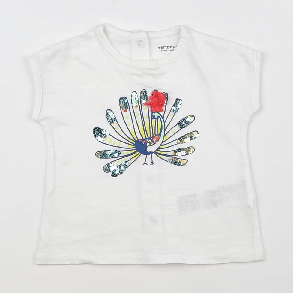 Vertbaudet - tee-shirt blanc - 6 mois