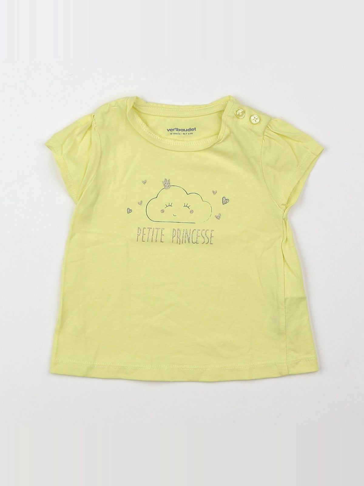 Vertbaudet - tee-shirt jaune, or - 6 mois
