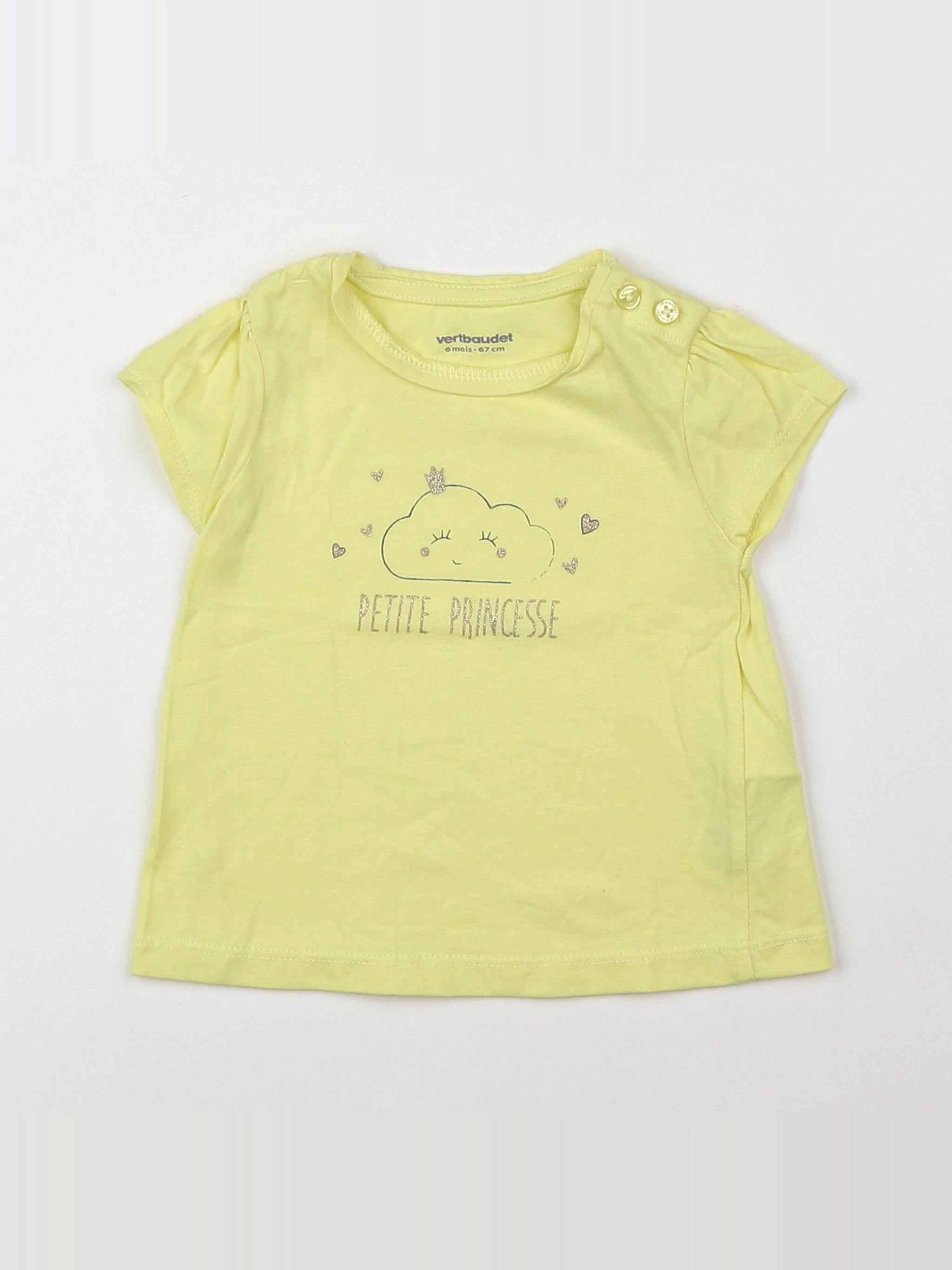 Vertbaudet - tee-shirt jaune, or - 6 mois