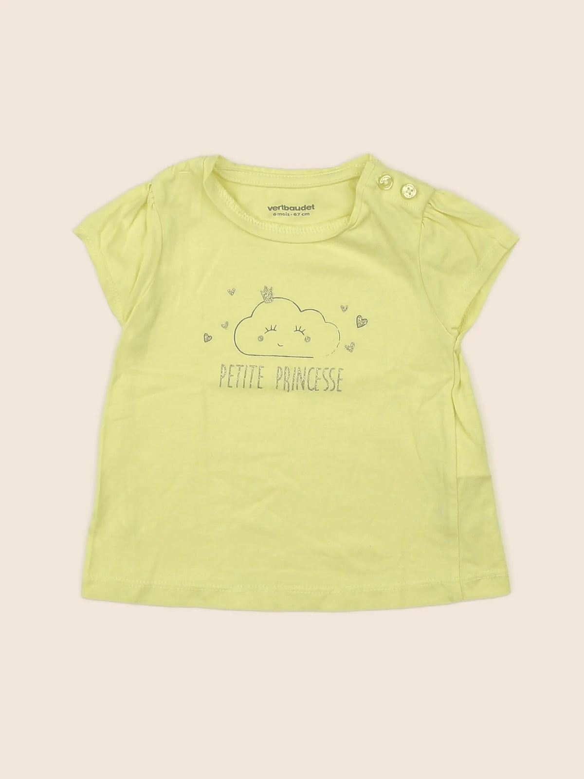 Vertbaudet - tee-shirt jaune, or - 6 mois