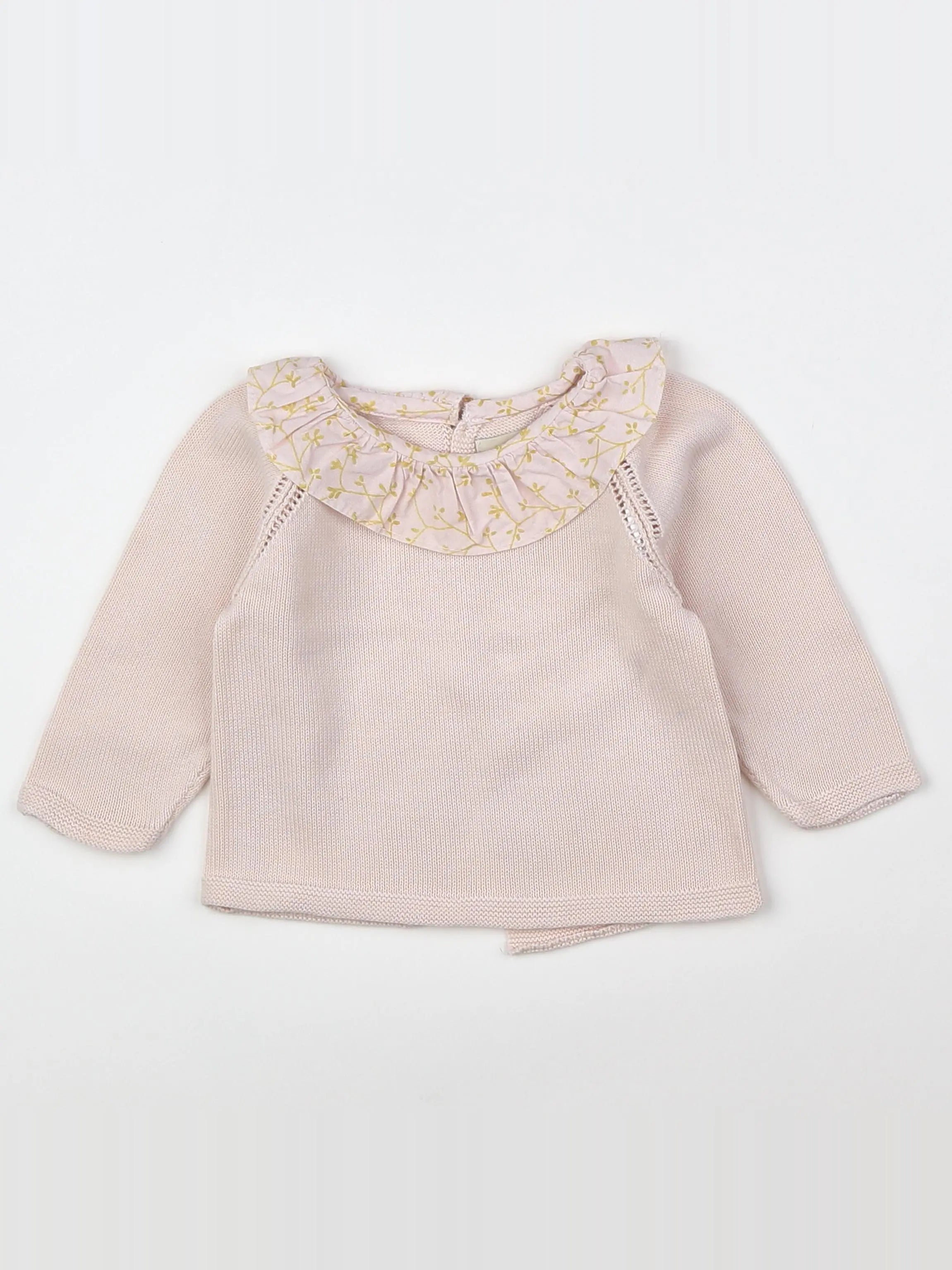 Bonnet à Pompon - pull rose - 6 mois