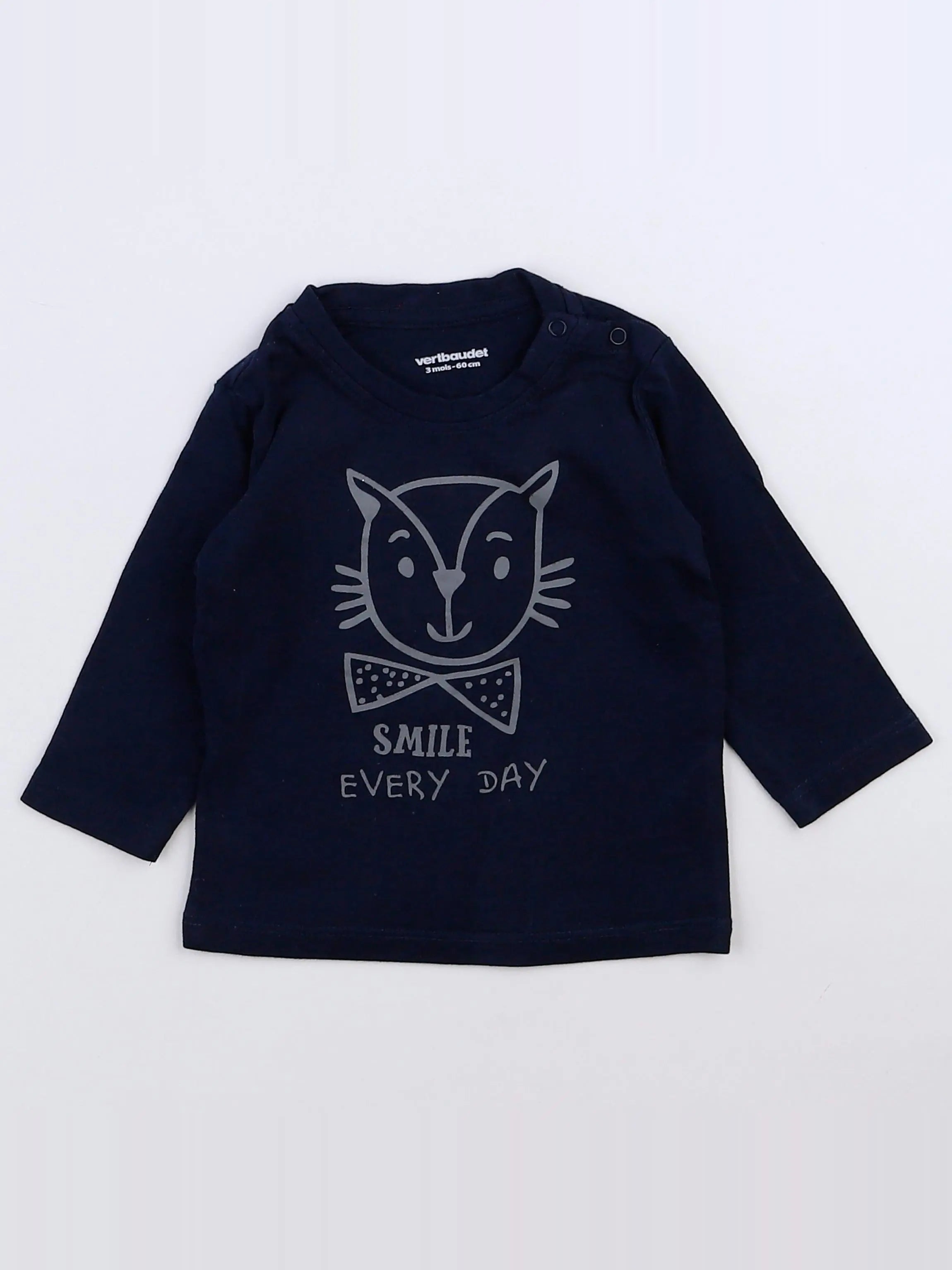 Vertbaudet - tee-shirt bleu - 3 mois