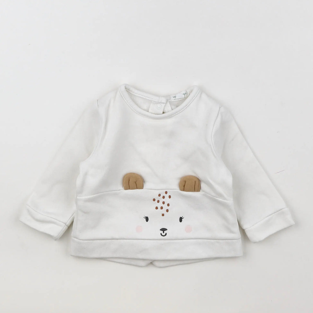 Vertbaudet - sweat blanc, marron - 6 mois