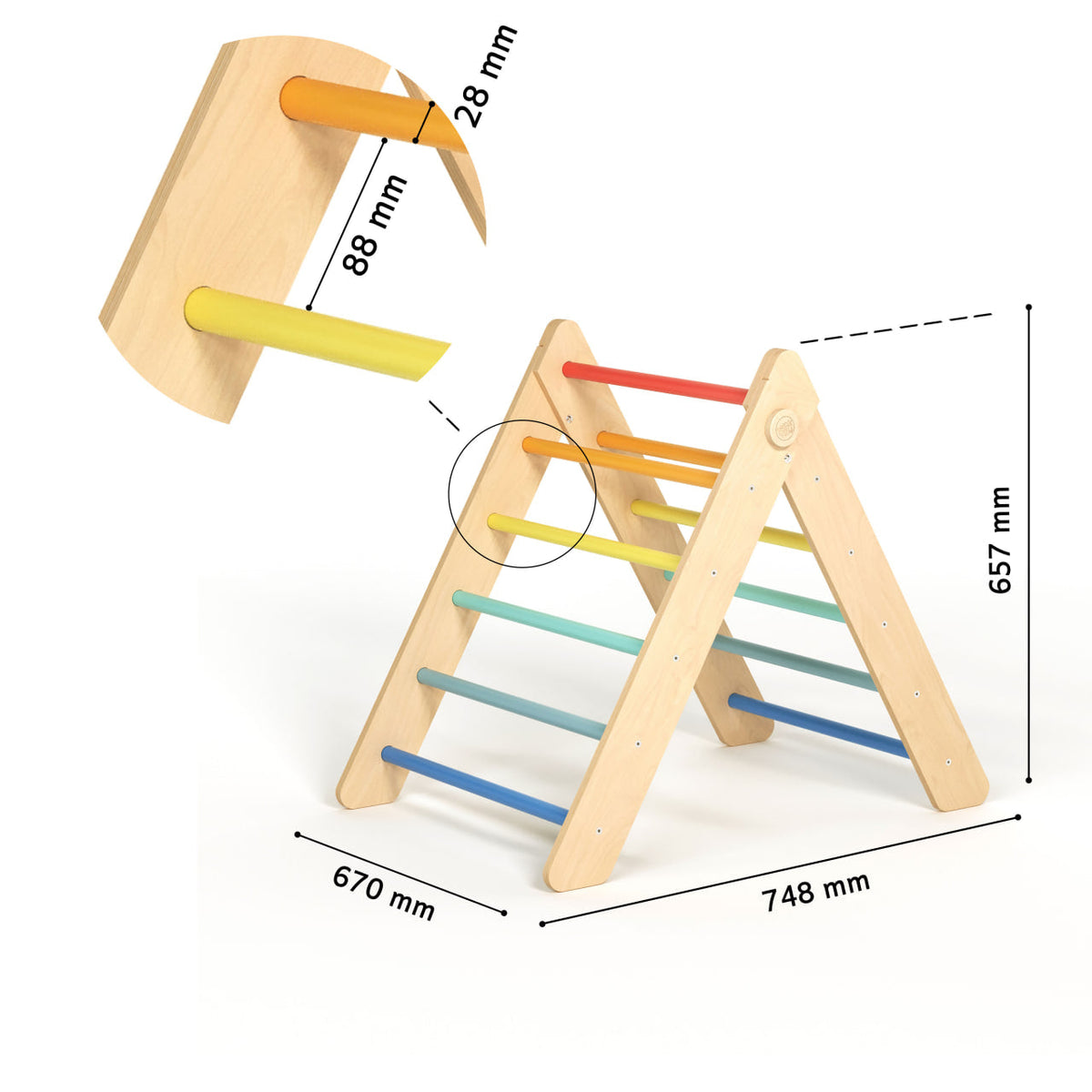 Ensemble - Triangle de Pikler + un grand toboggan à double face + bascule d’équilibre