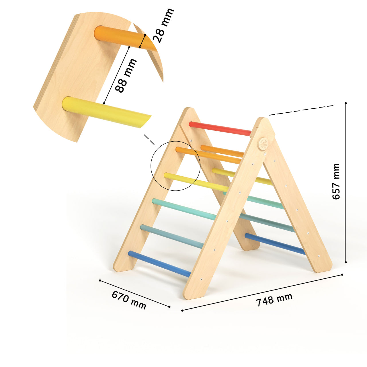 Ensemble - Triangle de Pikler + un grand toboggan à double face + bascule d’équilibre