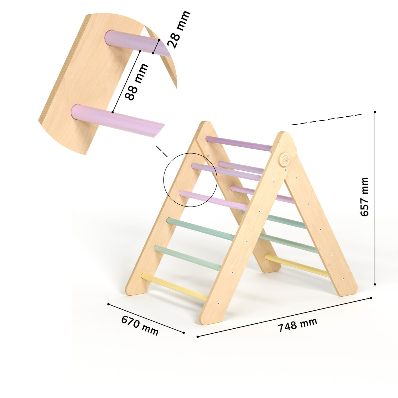 Ensemble - Triangle de Pikler + un grand toboggan à double face + bascule d’équilibre