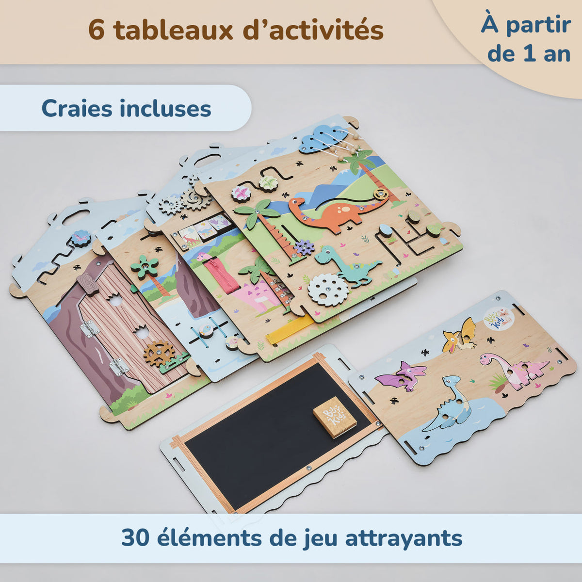 Busy board Maisonnette éducative DINO équipé d'un éclairage